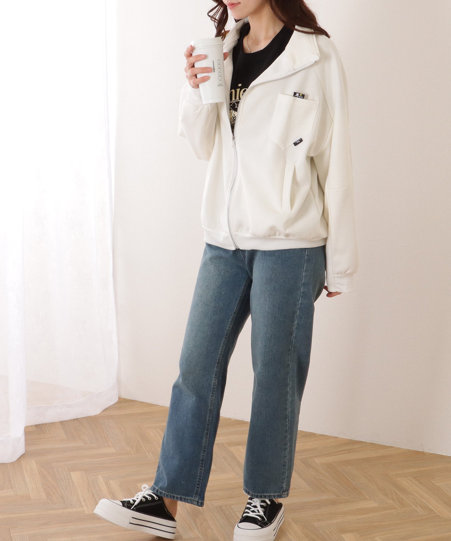 オーバーサイジング フル ジップアップ スタンドカラー ジャケット