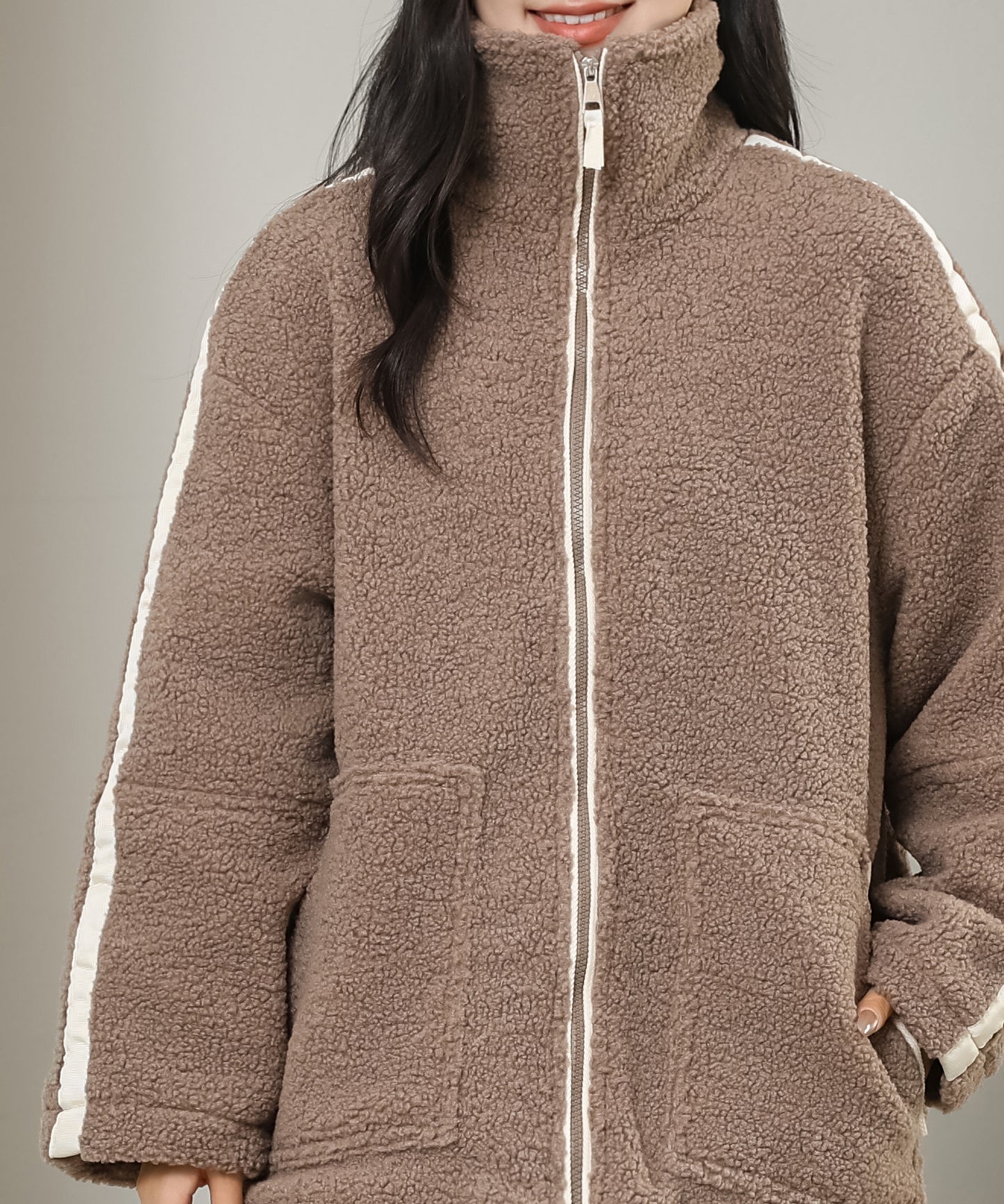 ハイネック ボア フリース ジップアップ ブルゾン