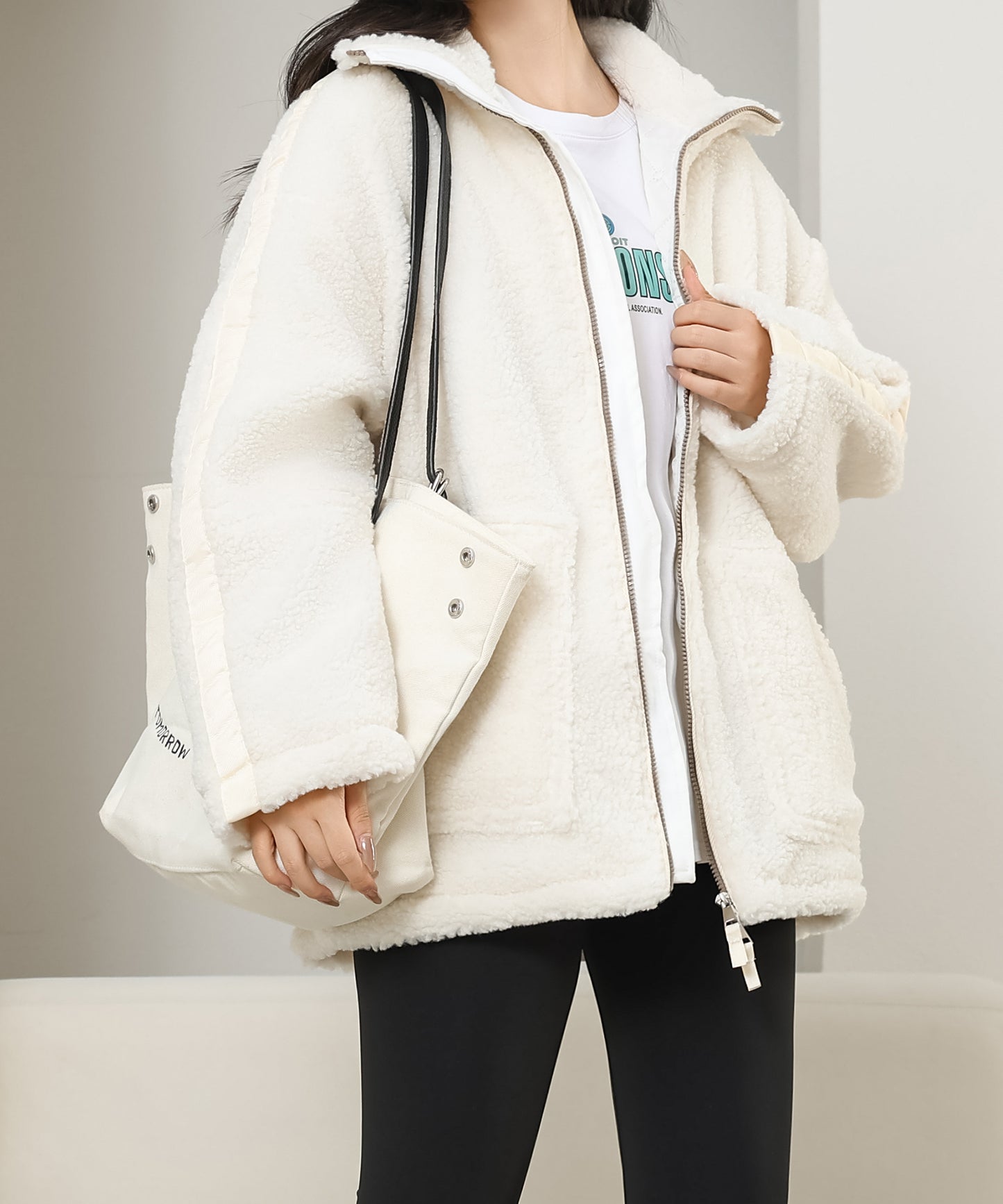 ハイネック ボア フリース ジップアップ ブルゾン