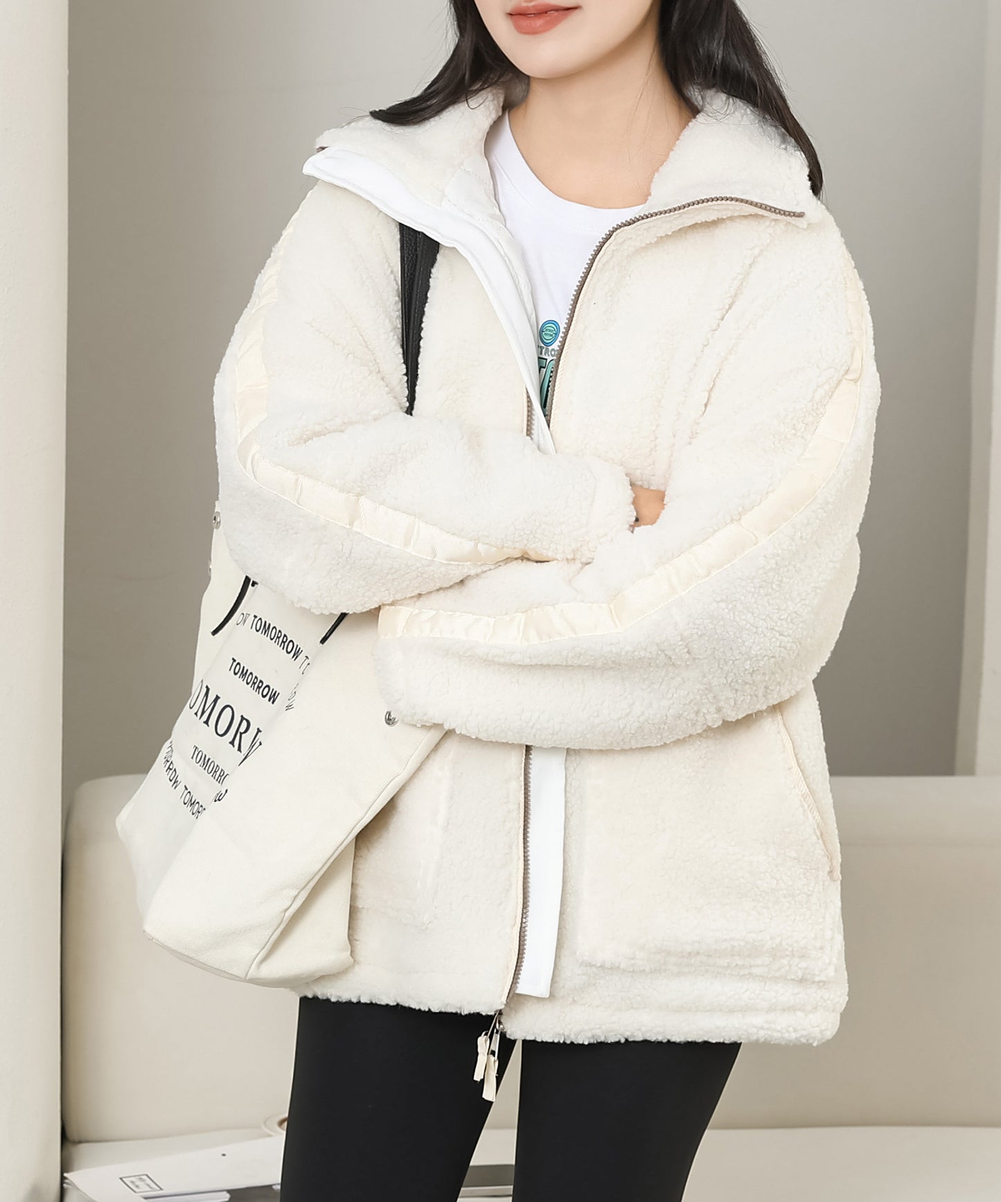 ハイネック ボア フリース ジップアップ ブルゾン