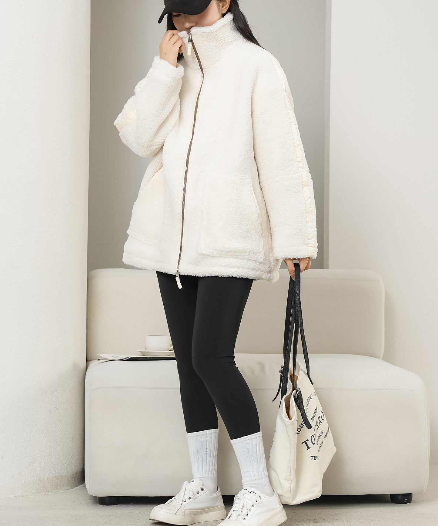 ハイネック ボア フリース ジップアップ ブルゾン