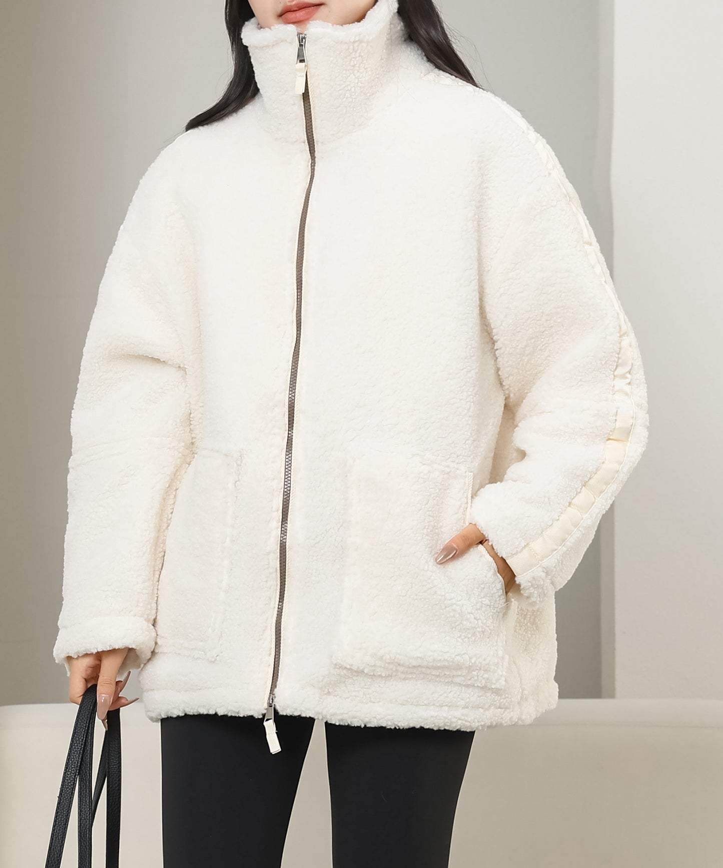 ハイネック ボア フリース ジップアップ ブルゾン