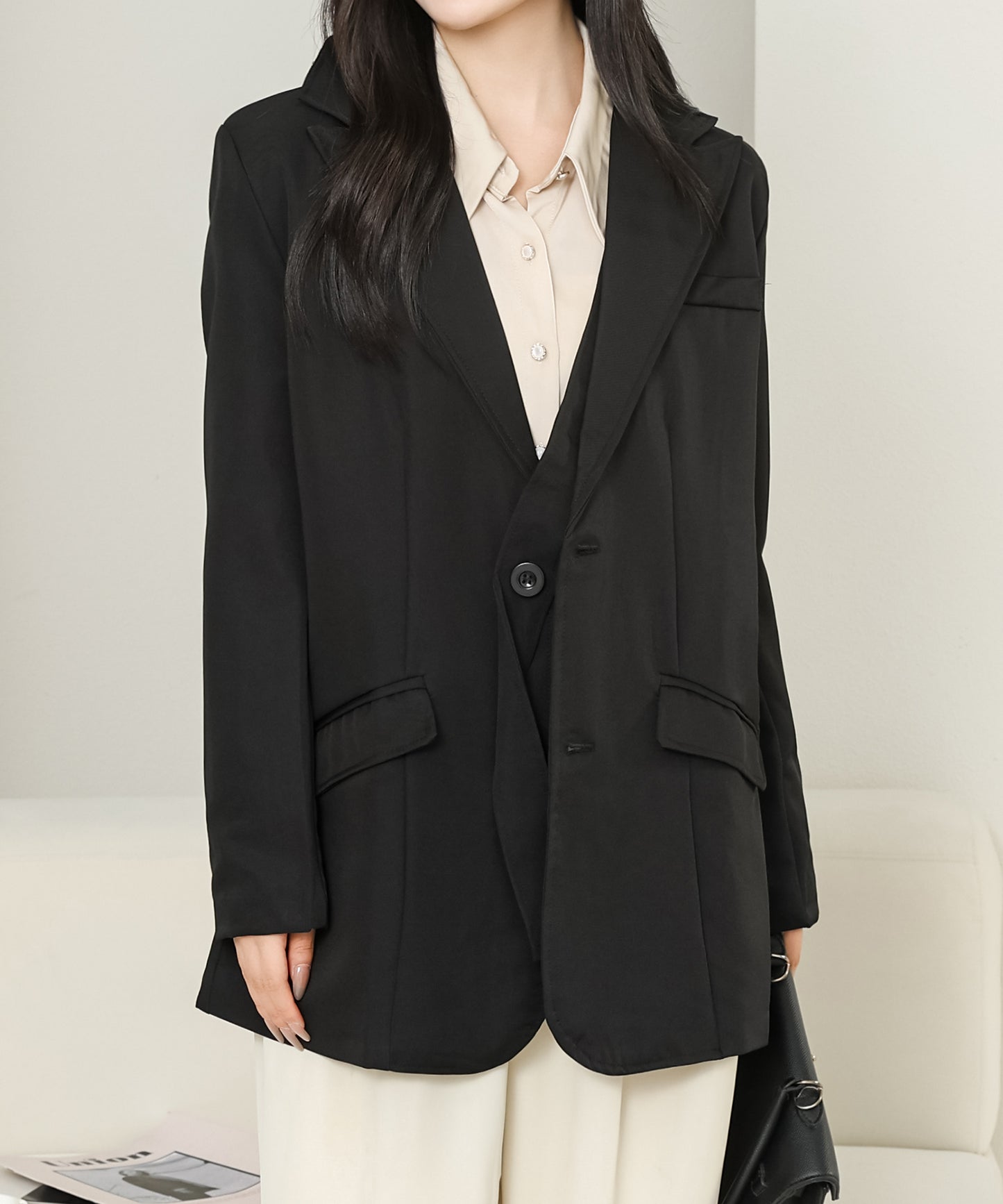 ソリッドカラー ベーシック ロング テーラード ジャケット