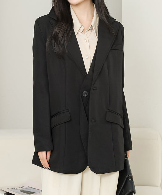 ソリッドカラー ベーシック ロング テーラード ジャケット