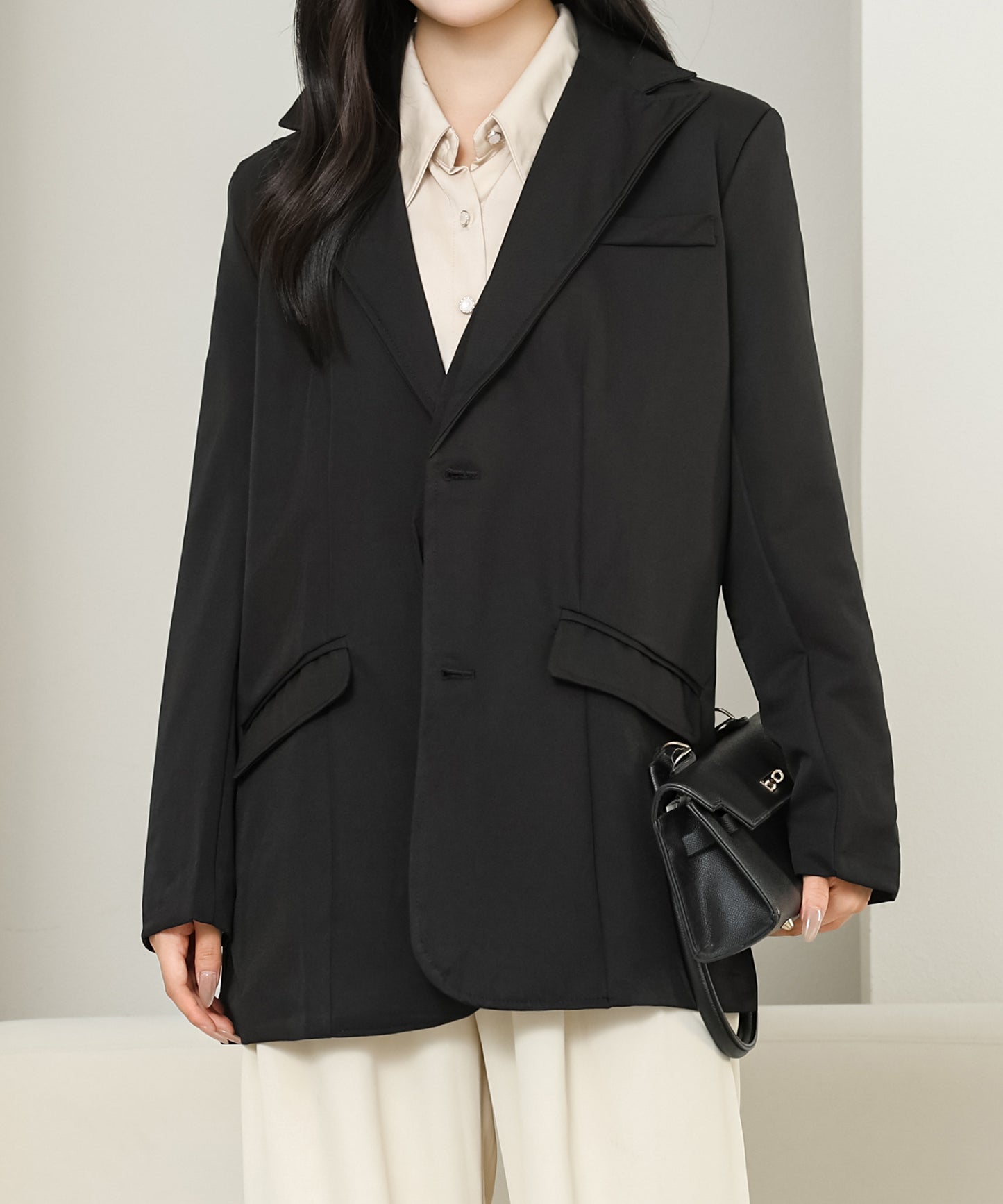 ソリッドカラー ベーシック ロング テーラード ジャケット