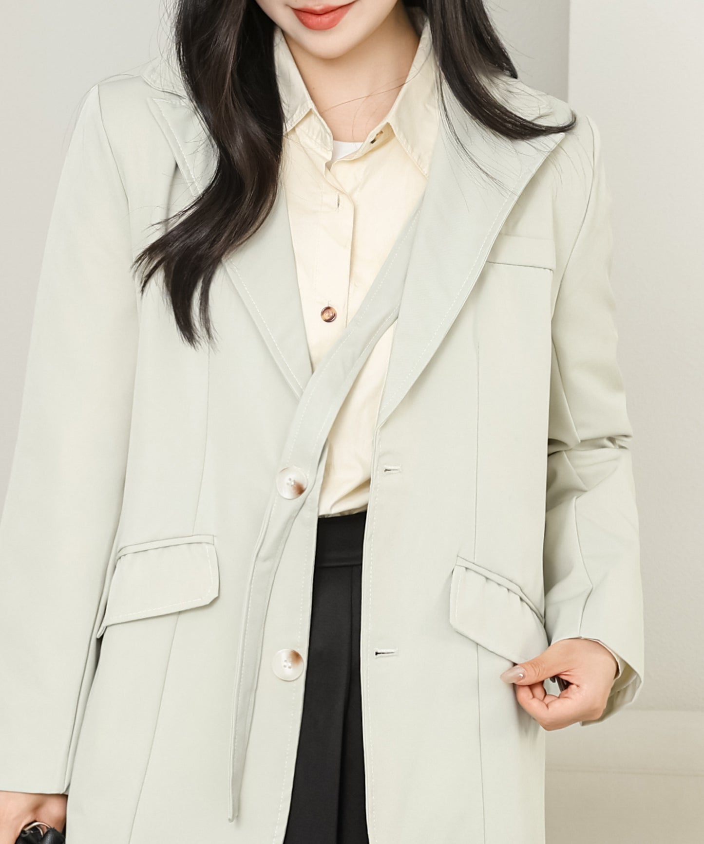 ソリッドカラー ベーシック ロング テーラード ジャケット