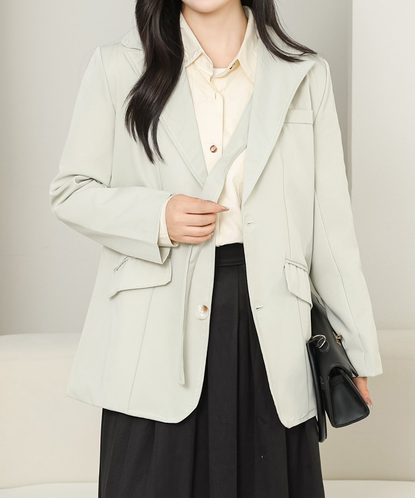 ソリッドカラー ベーシック ロング テーラード ジャケット