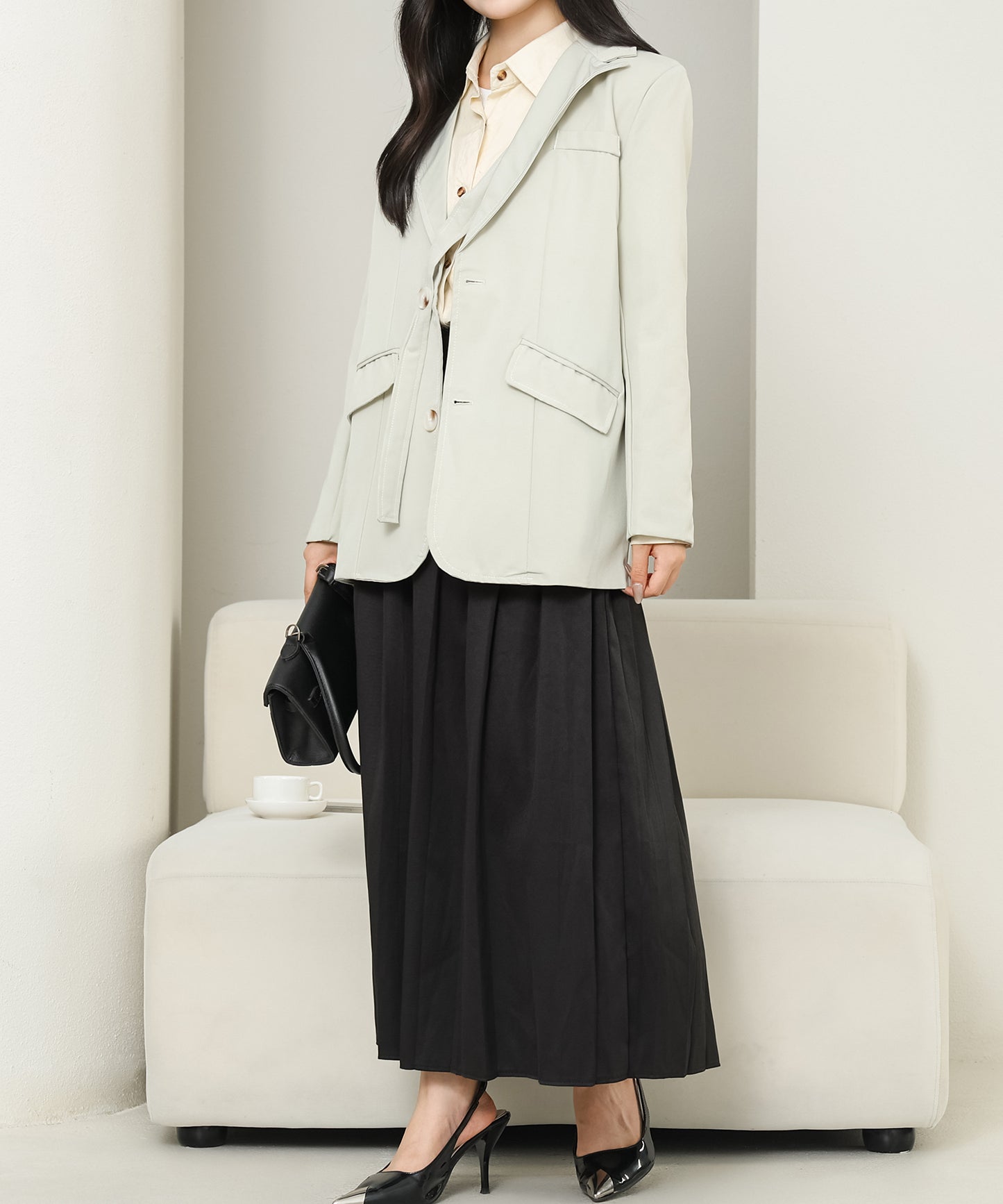 ソリッドカラー ベーシック ロング テーラード ジャケット