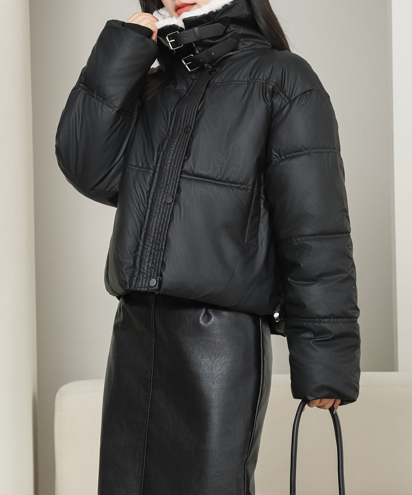 ベルト付き 2WAY ボアカラー ジップアップ ジャケット