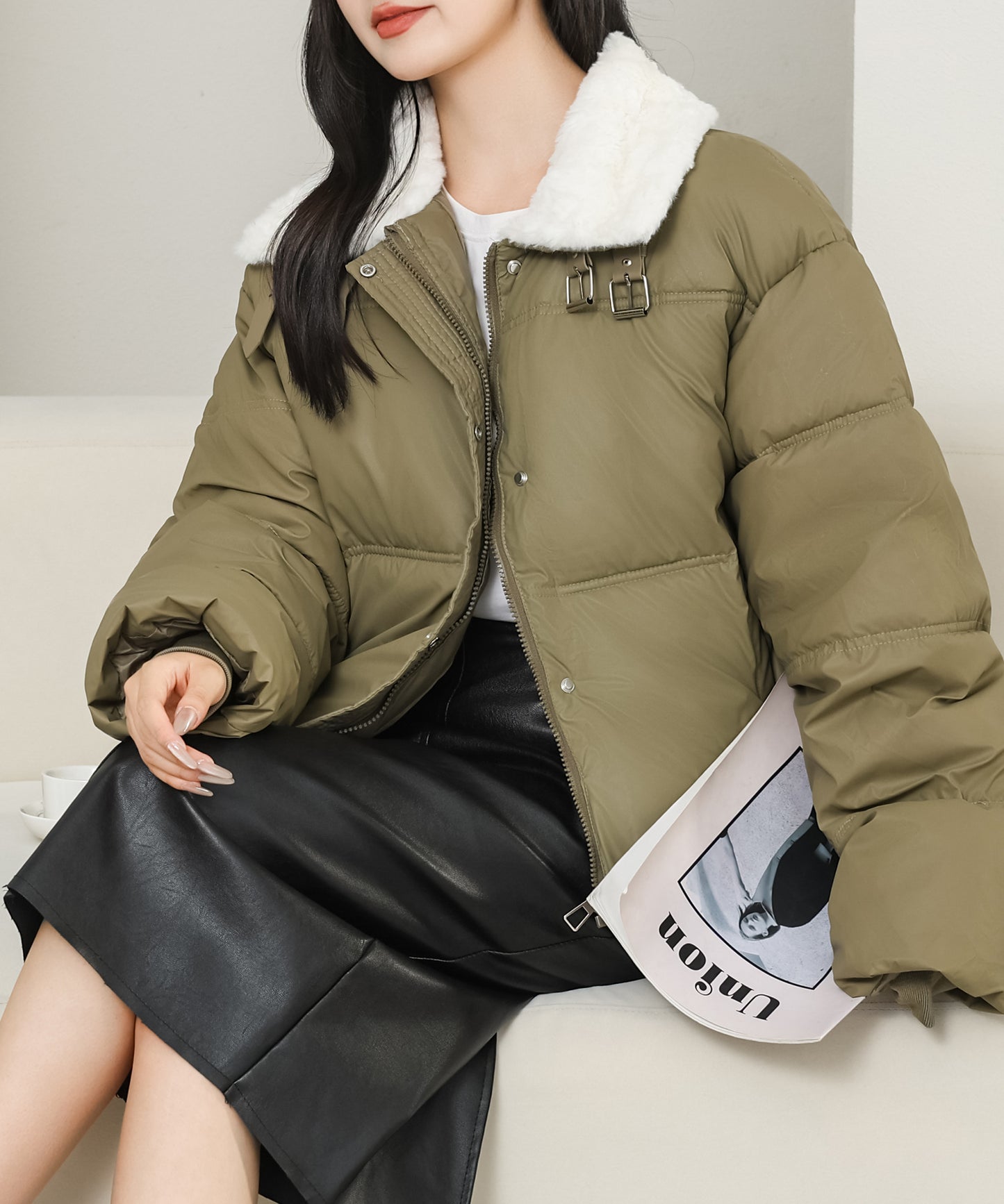 ベルト付き 2WAY ボアカラー ジップアップ ジャケット