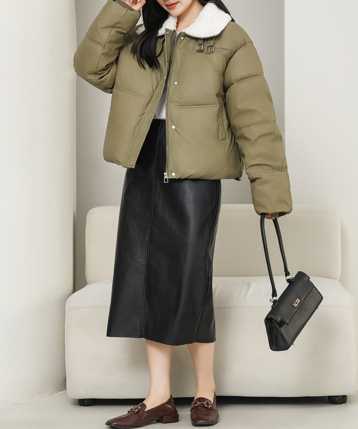 ベルト付き 2WAY ボアカラー ジップアップ ジャケット