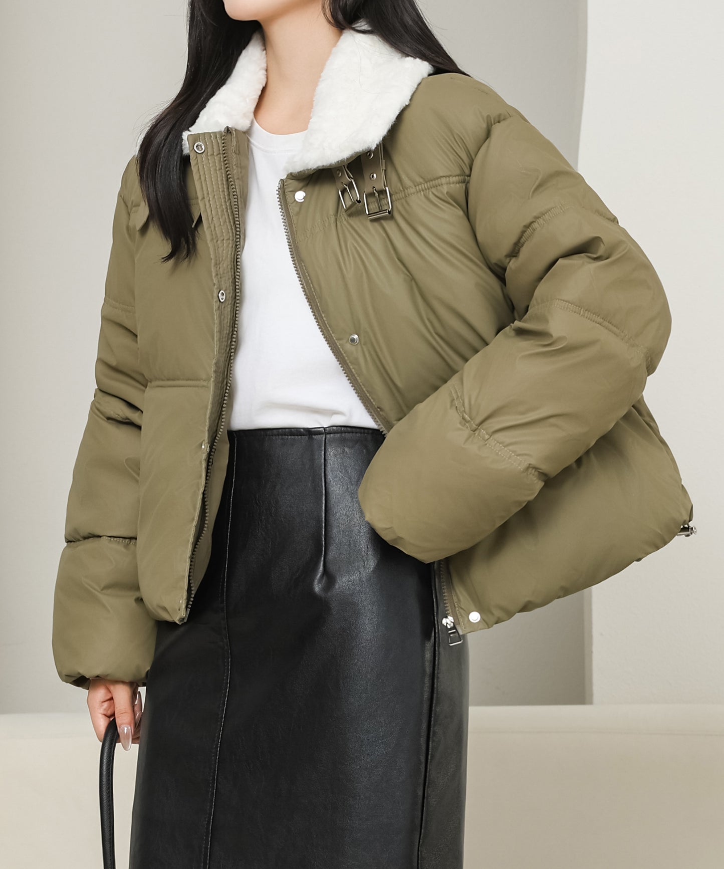 ベルト付き 2WAY ボアカラー ジップアップ ジャケット