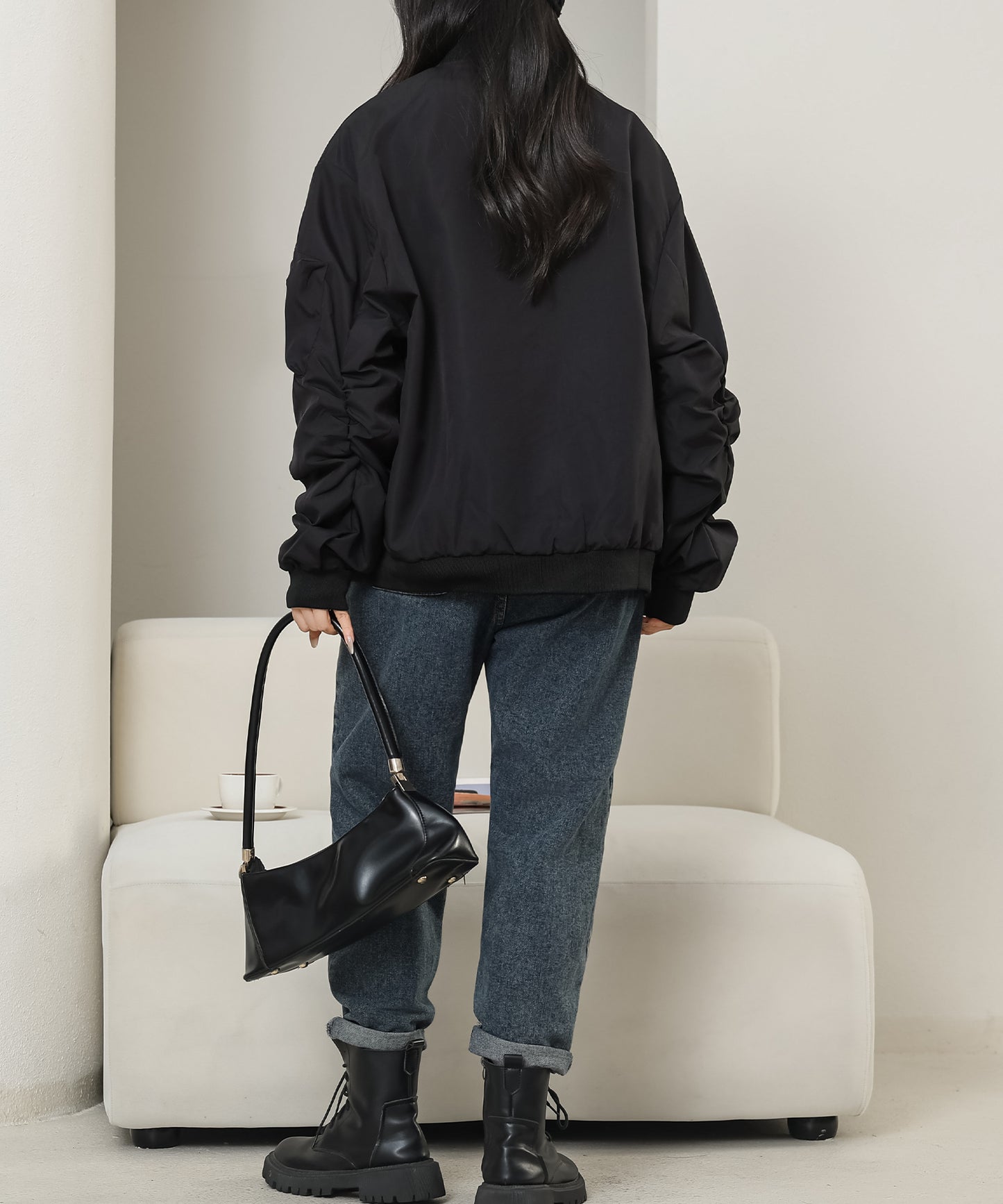 フロントジップ ワンポイント オーバー フライト ジャケット