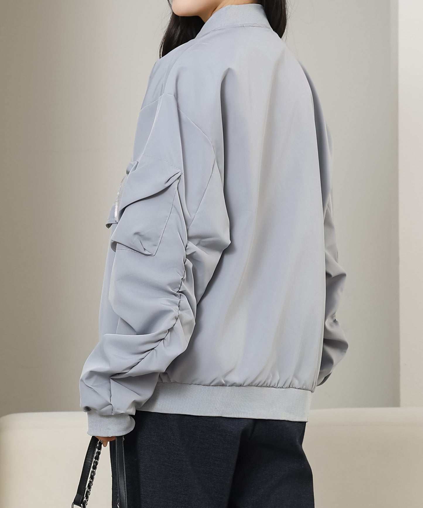 フロントジップ ワンポイント オーバー フライト ジャケット