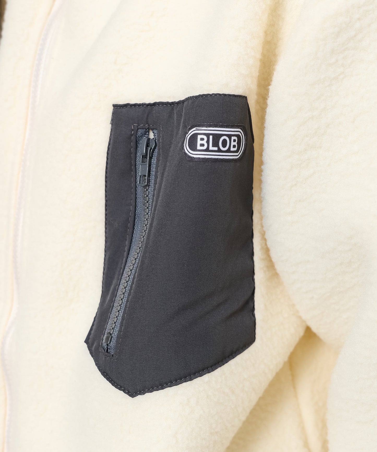 配色 ポケット付き ジップアップ ボア ブルゾン