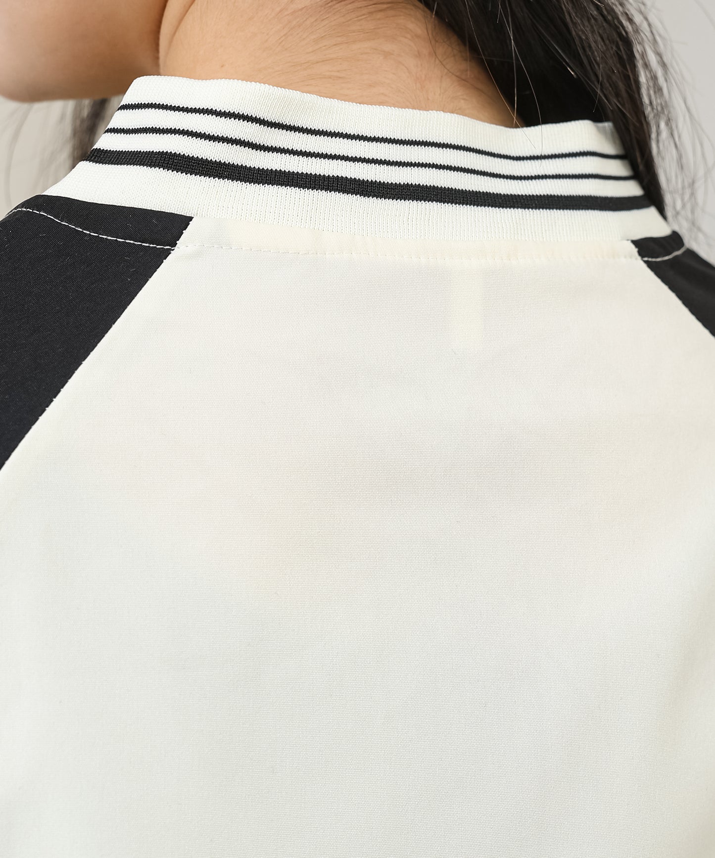 配色 ライン アメリカン ベースボール ブルゾン