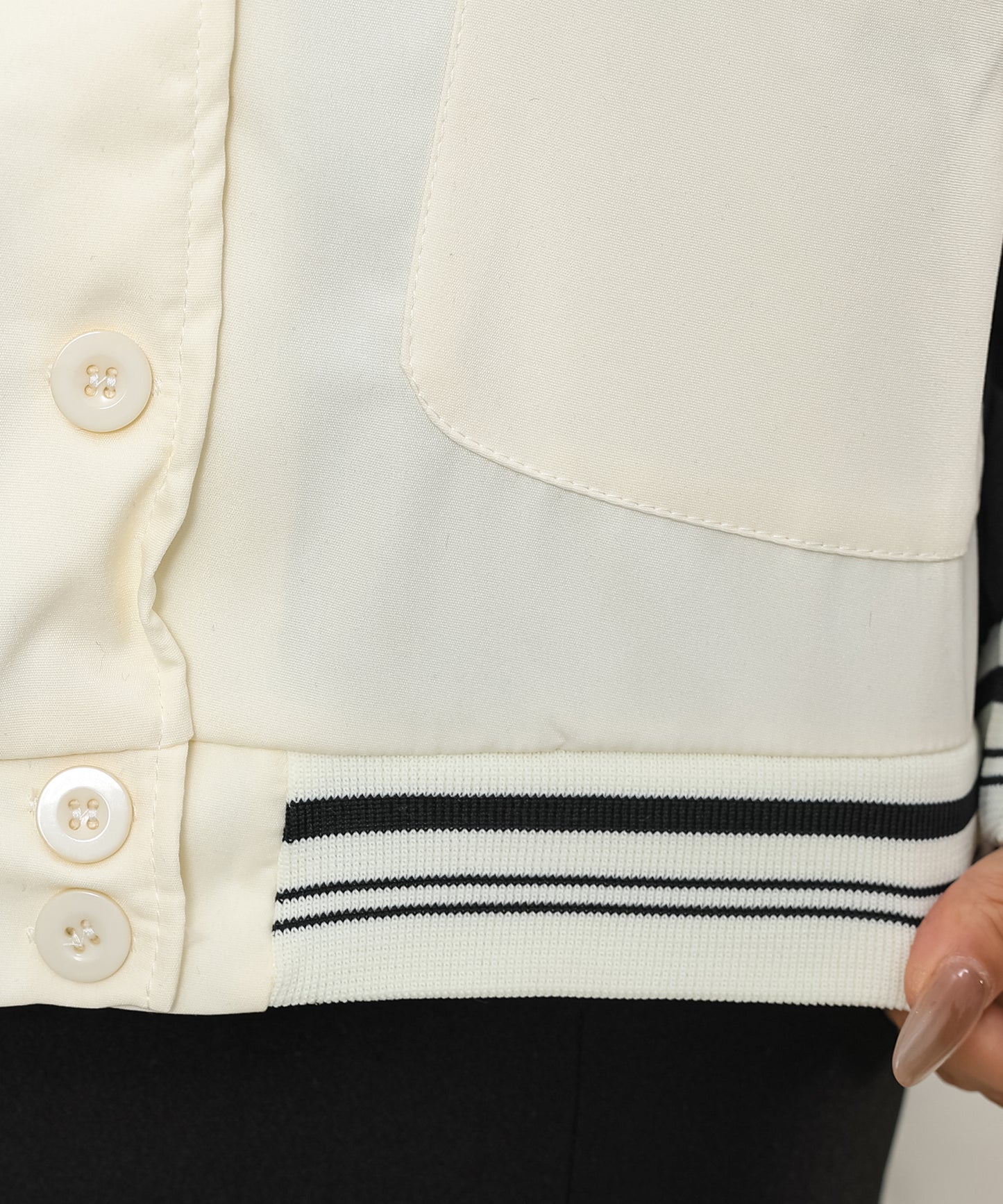 配色 ライン アメリカン ベースボール ブルゾン