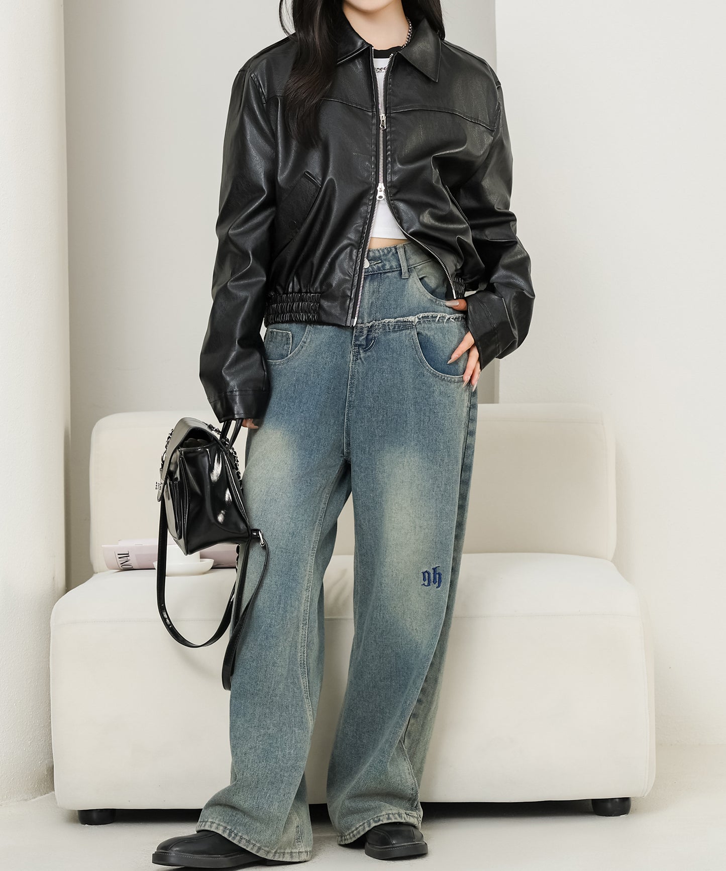 ダブルジップ コンパクト ステンカラー ストリート ブルゾン