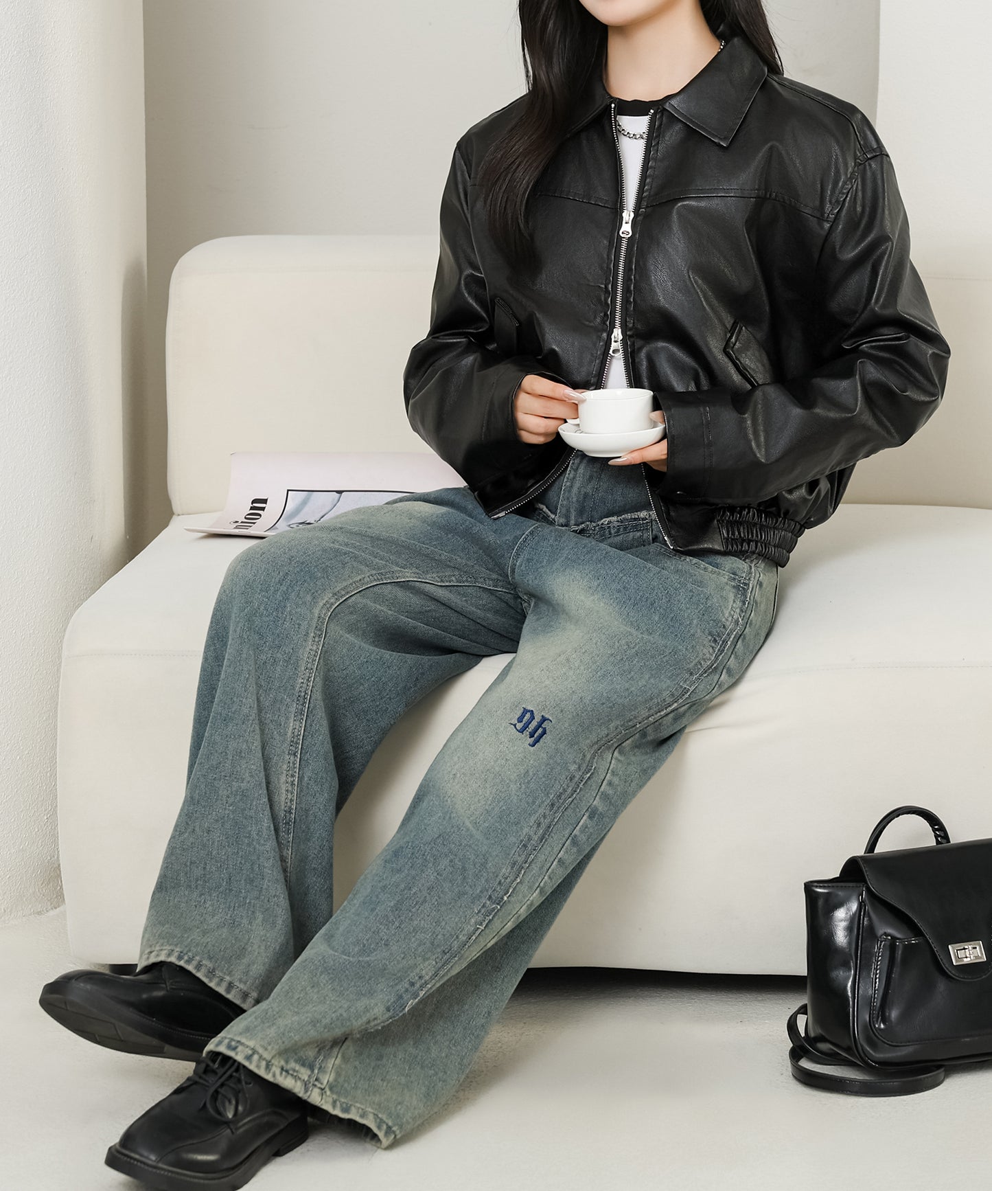 ダブルジップ コンパクト ステンカラー ストリート ブルゾン