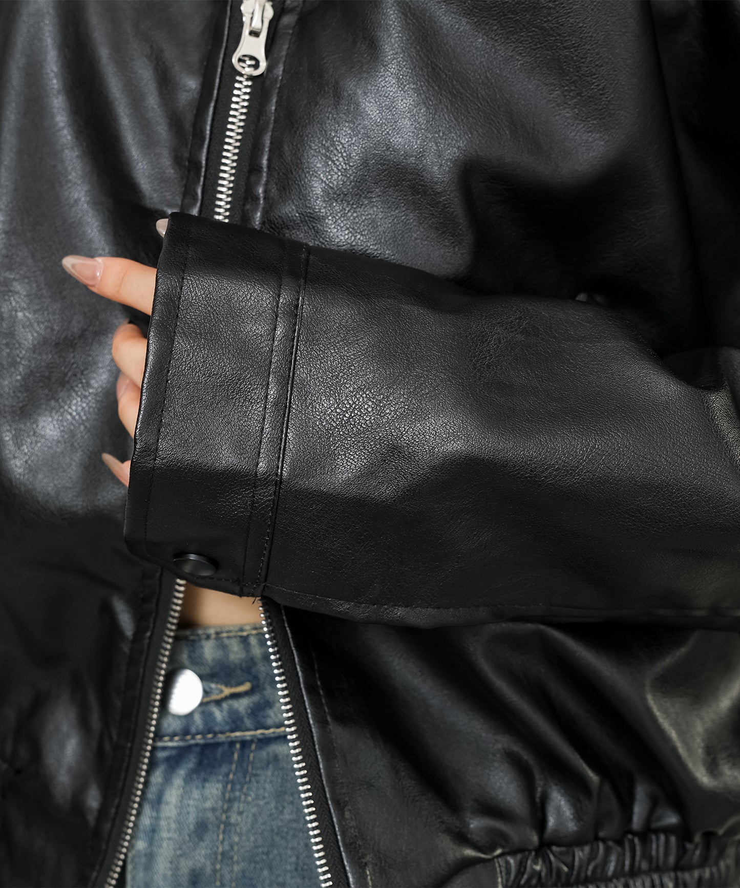 ダブルジップ コンパクト ステンカラー ストリート ブルゾン