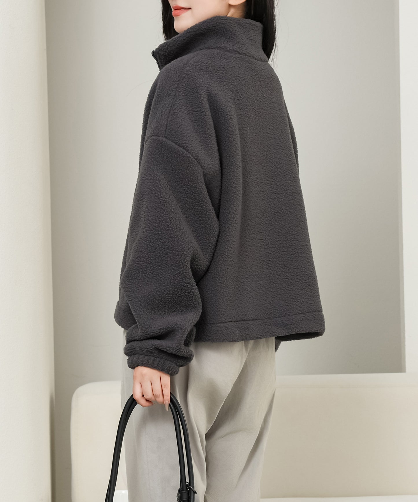 ボリューム袖 コンパクト ジップアップ ボア ブルゾン