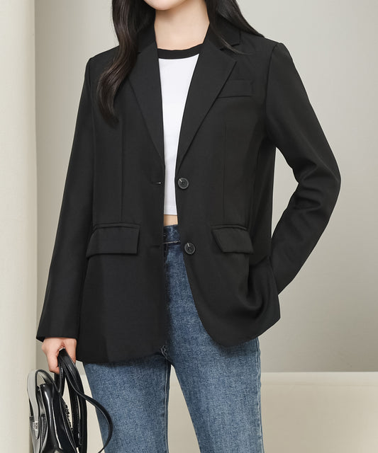 バックボタン付き ベーシック ミドル テーラード ジャケット