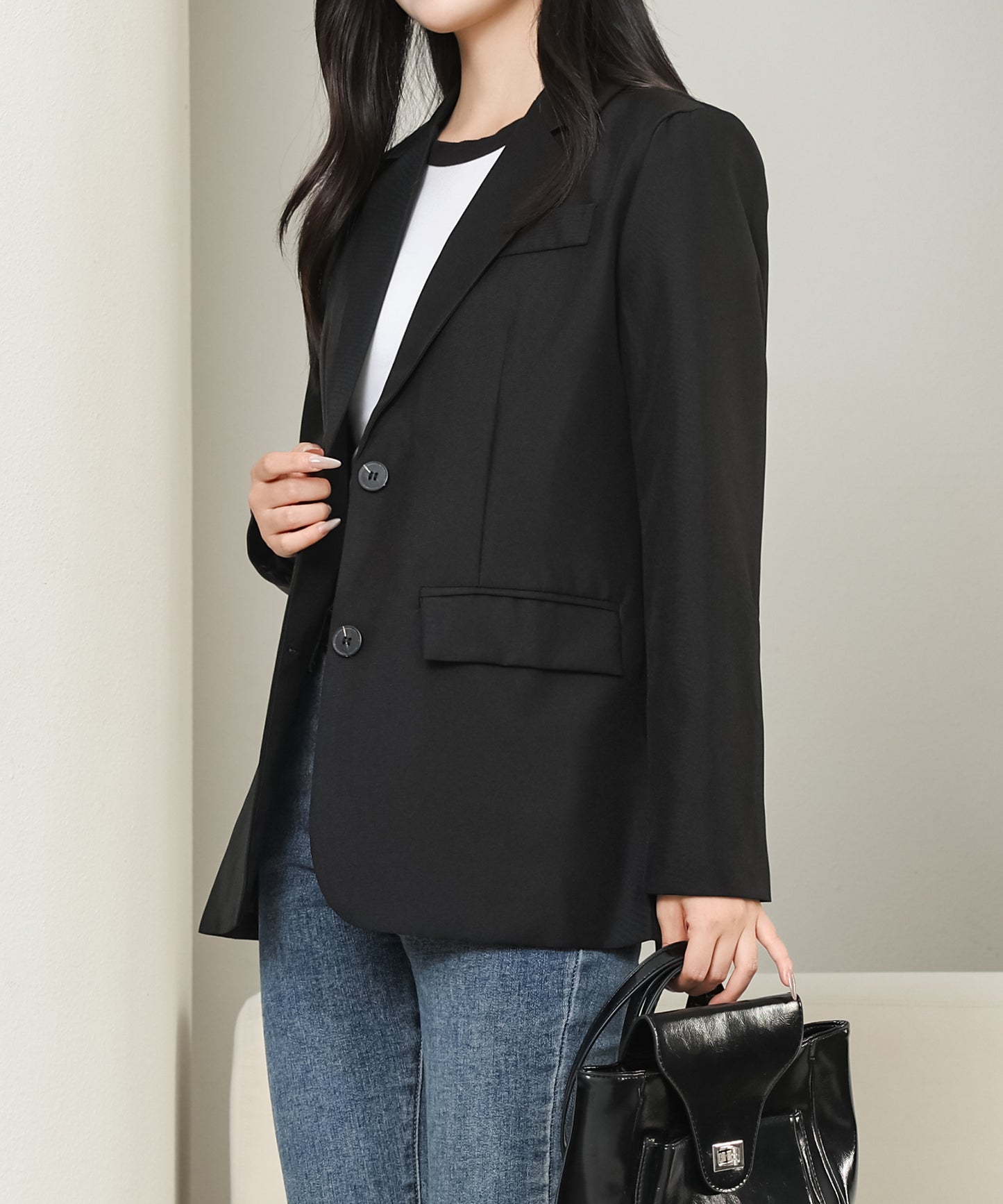 バックボタン付き ベーシック ミドル テーラード ジャケット