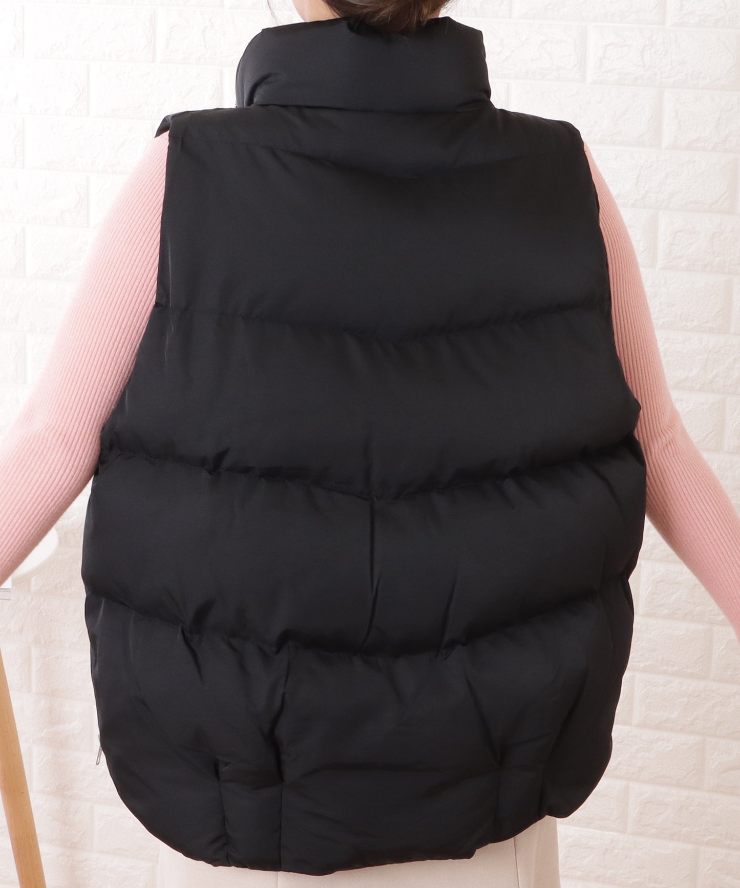 スタンドカラージップアップキルティングベスト