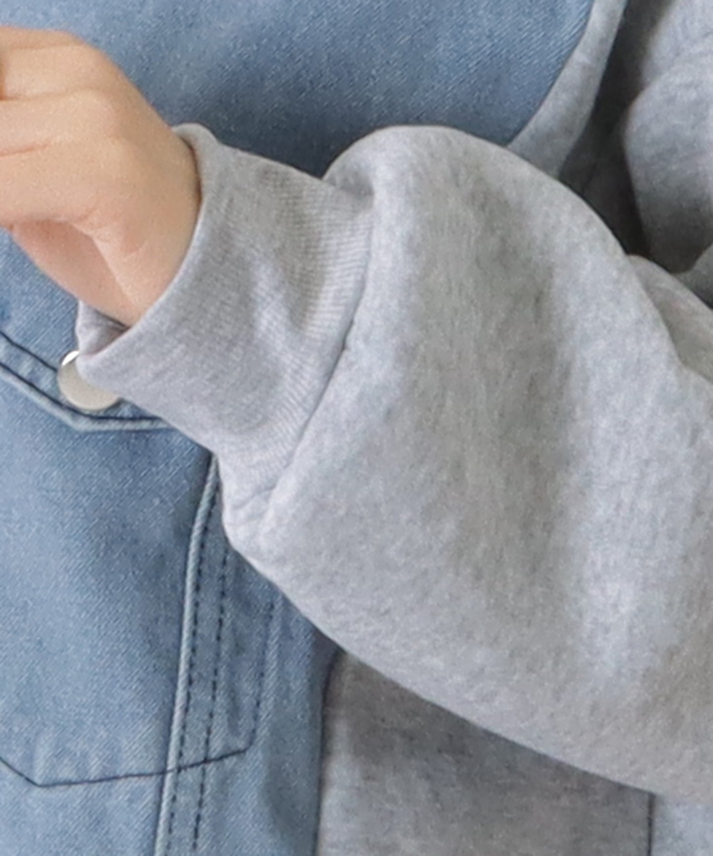 デニムドッキングフーデットスウェットコート