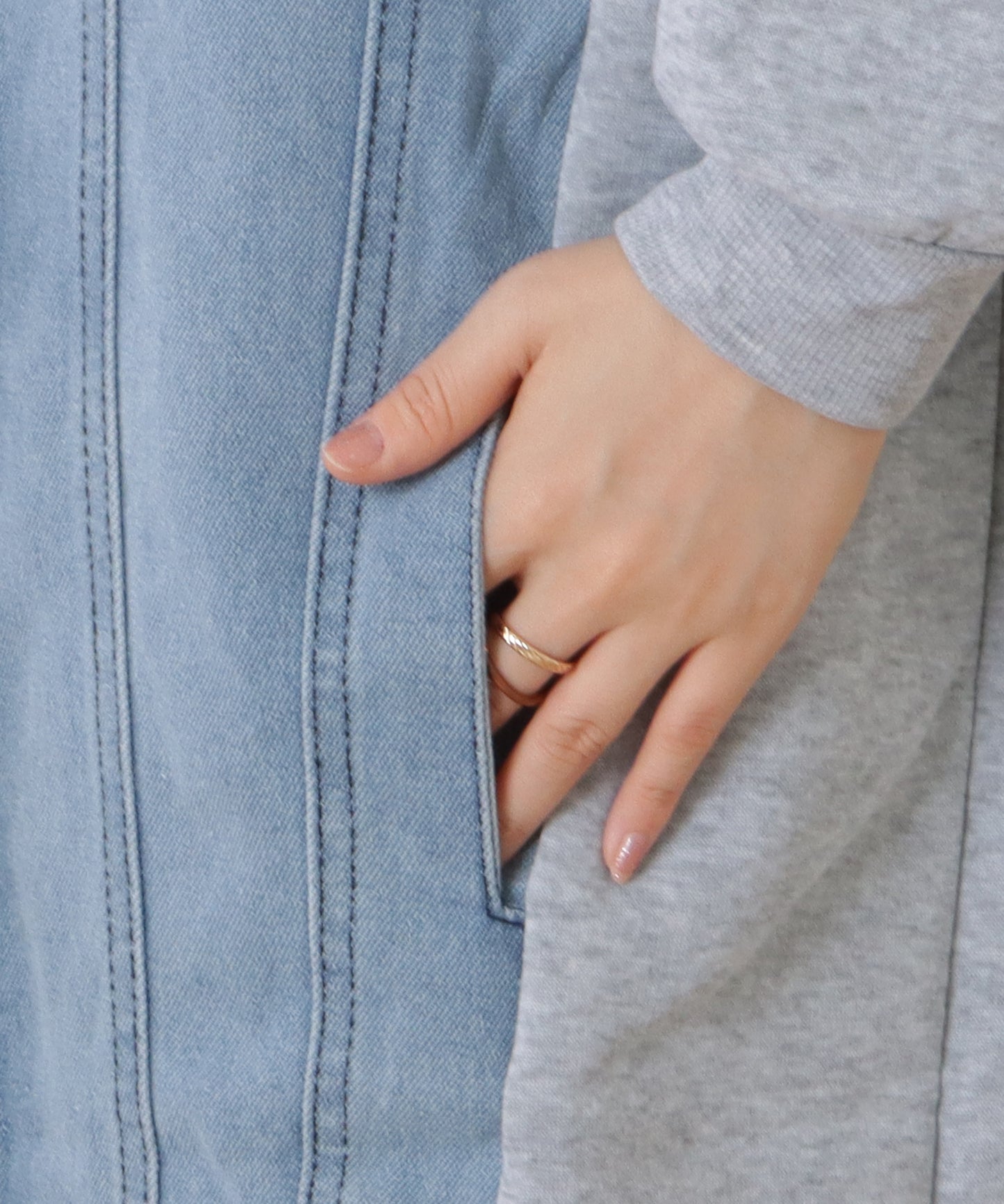 デニムドッキングフーデットスウェットコート