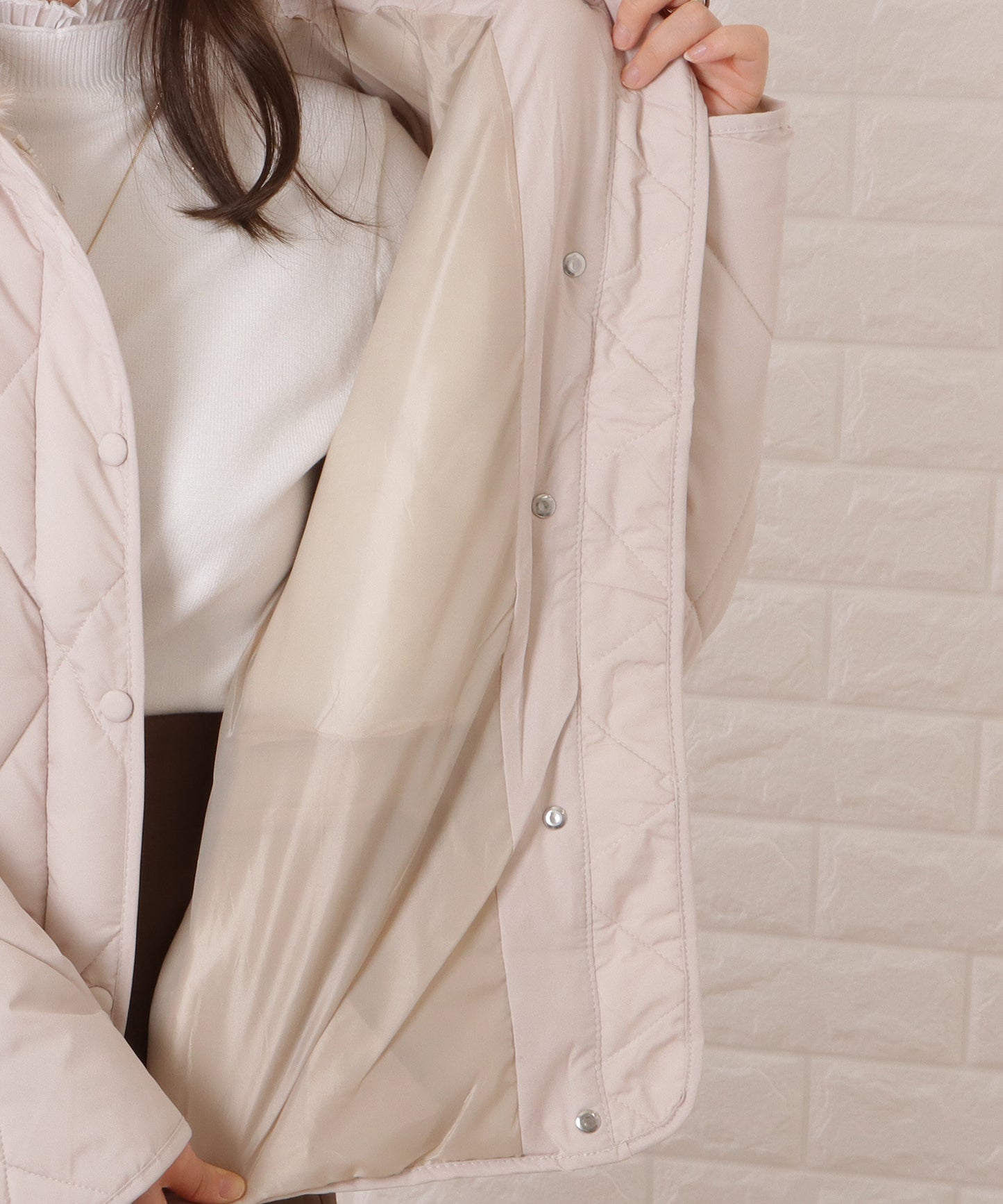 ファーカラー中綿キルティングジャケット