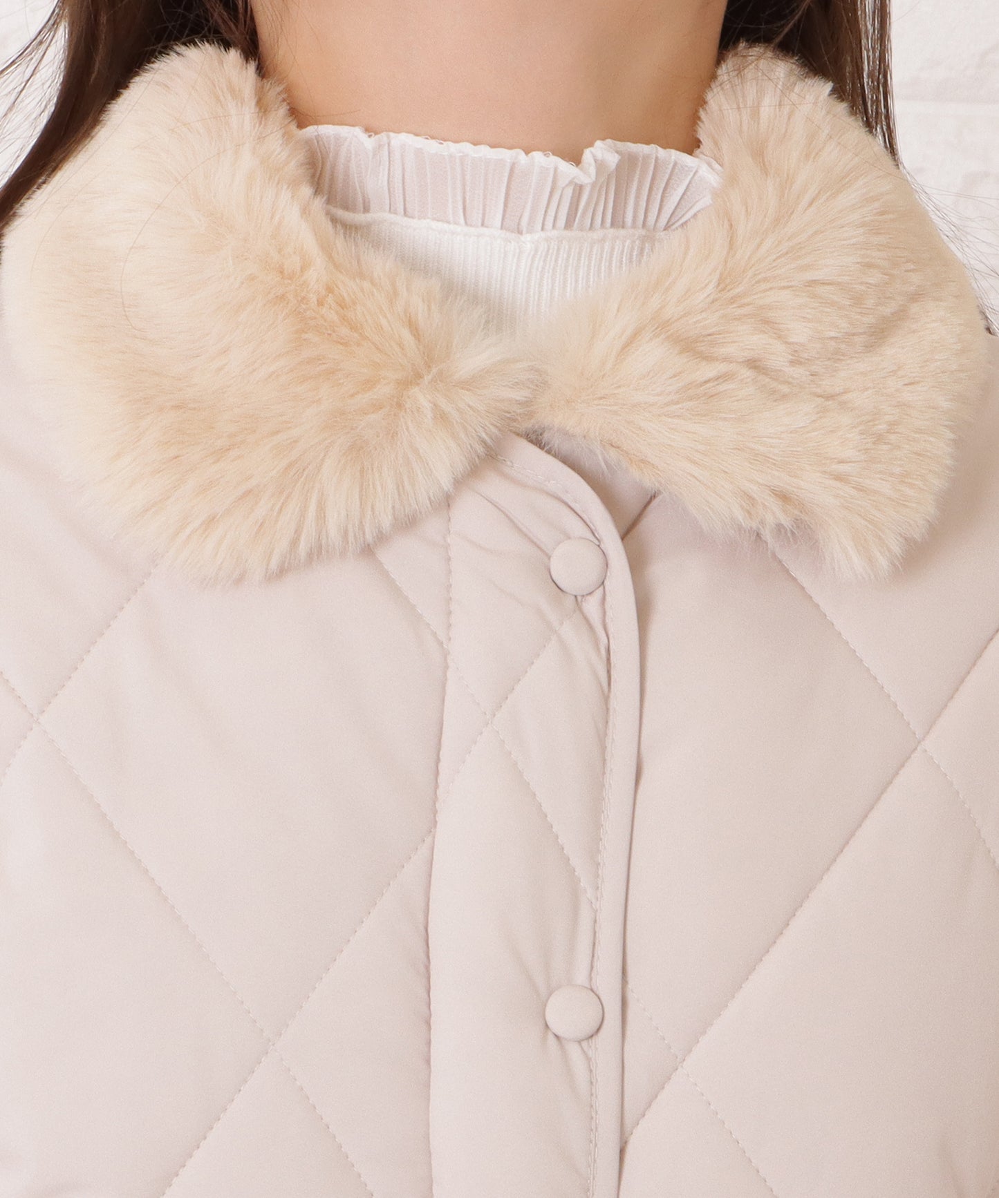 ファーカラー中綿キルティングジャケット