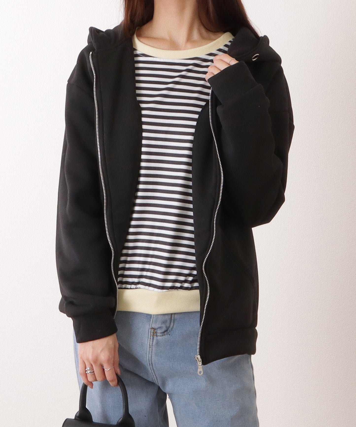 ビッグ シルエット ダンボール ジップアップ パーカー