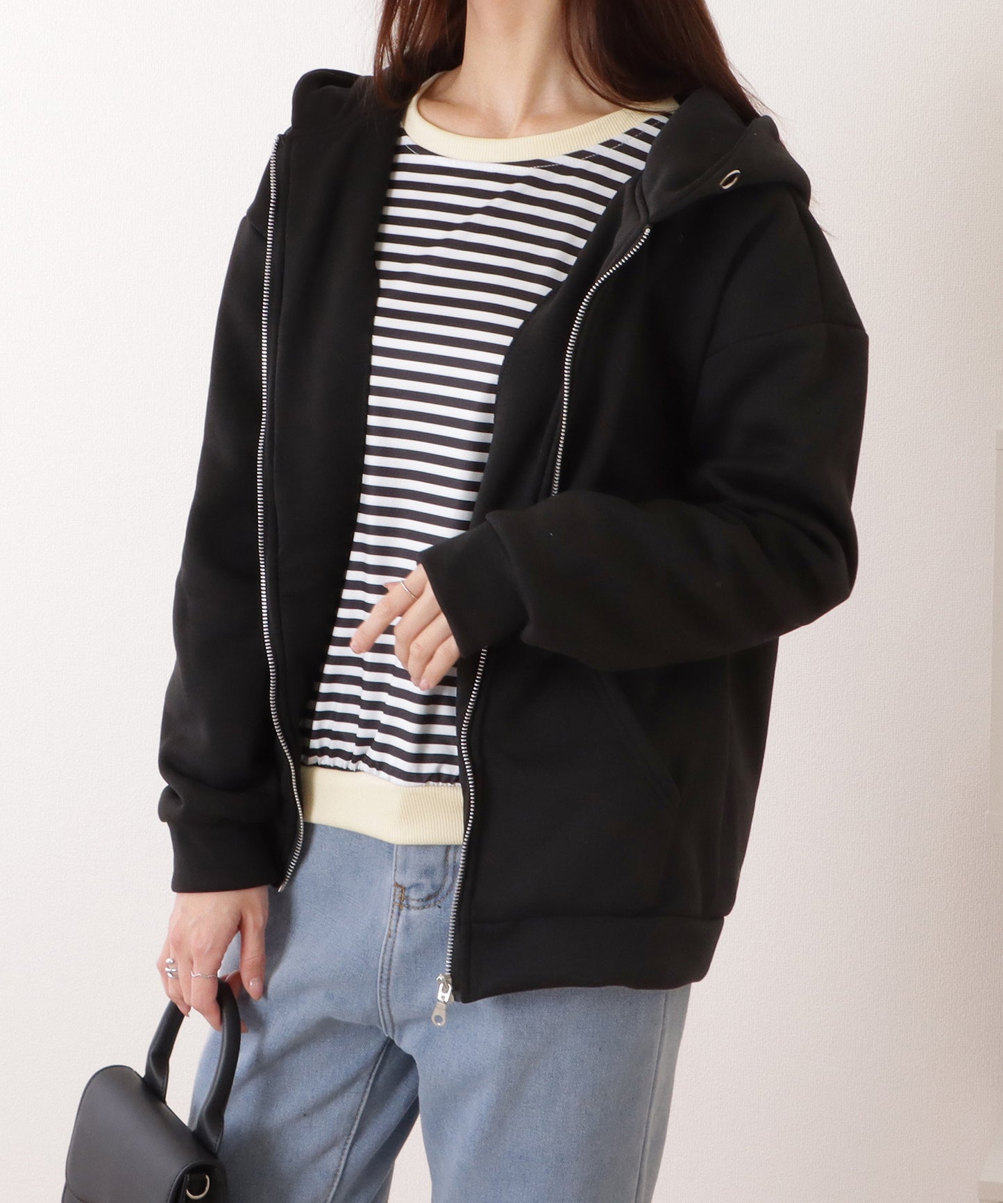 ビッグ シルエット ダンボール ジップアップ パーカー