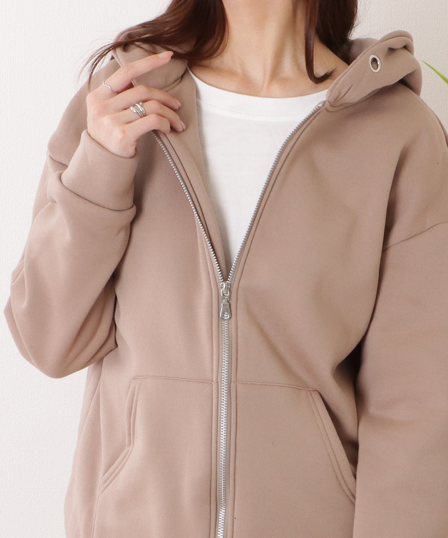 ビッグ シルエット ダンボール ジップアップ パーカー