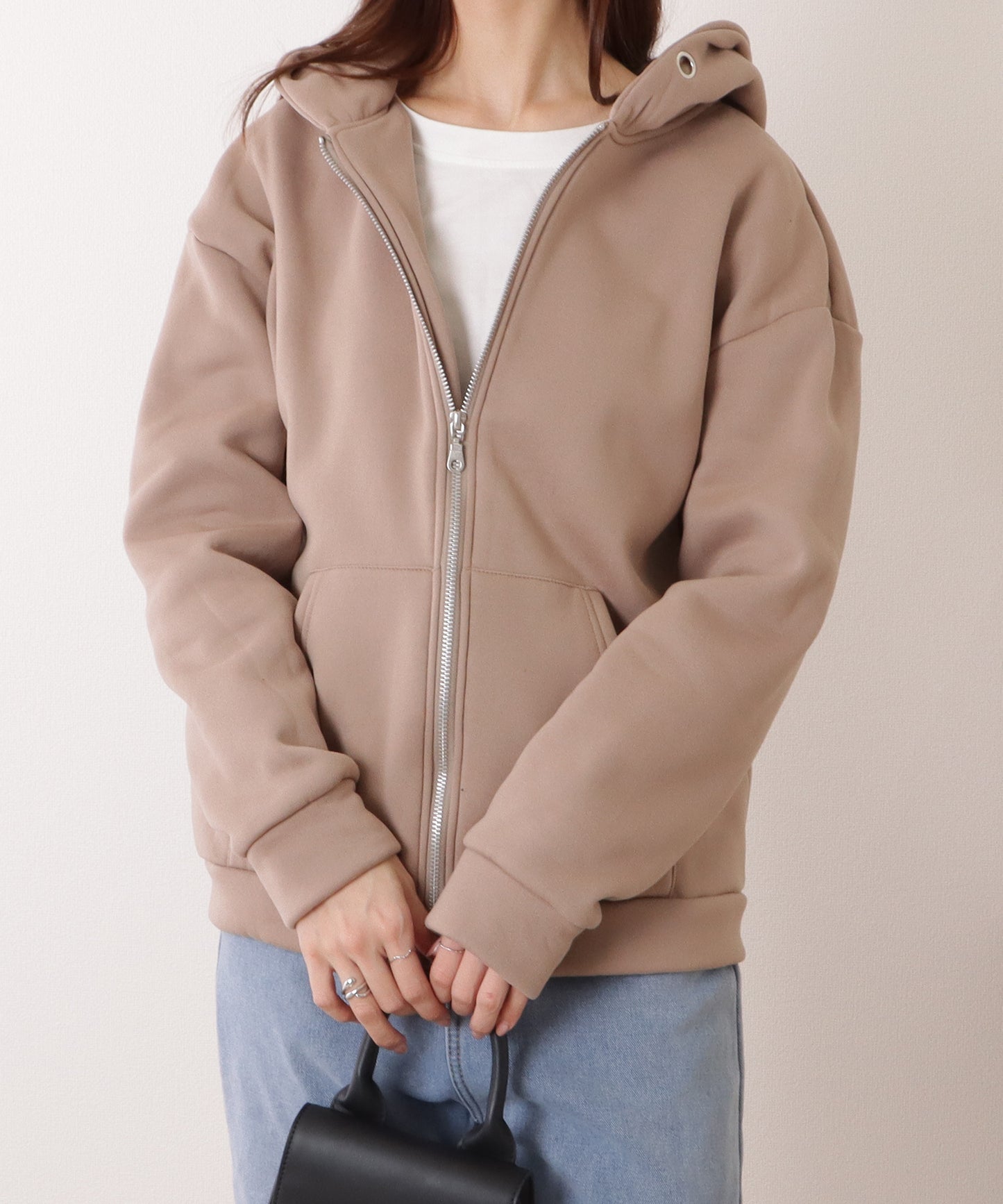 ビッグ シルエット ダンボール ジップアップ パーカー