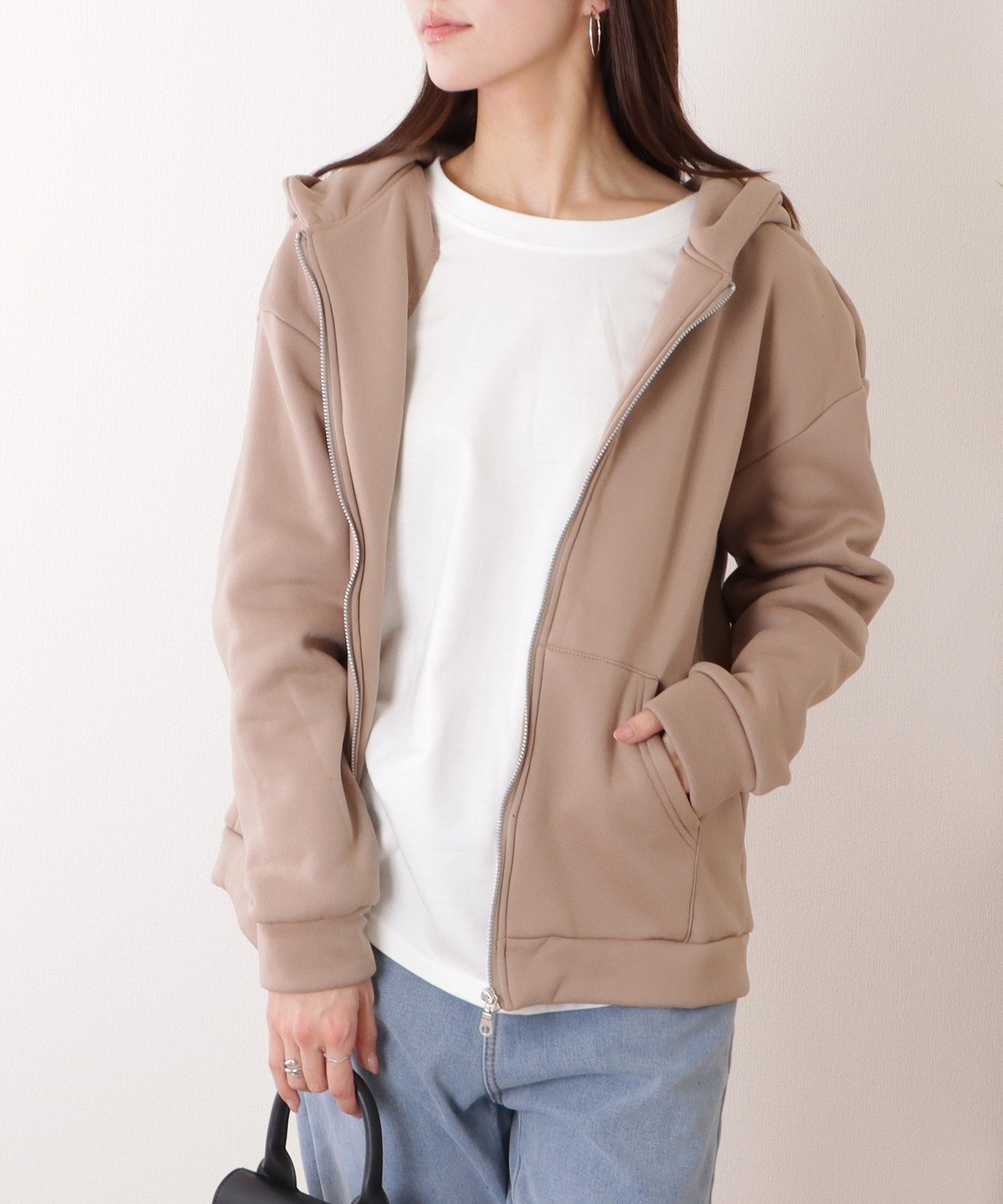 ビッグ シルエット ダンボール ジップアップ パーカー