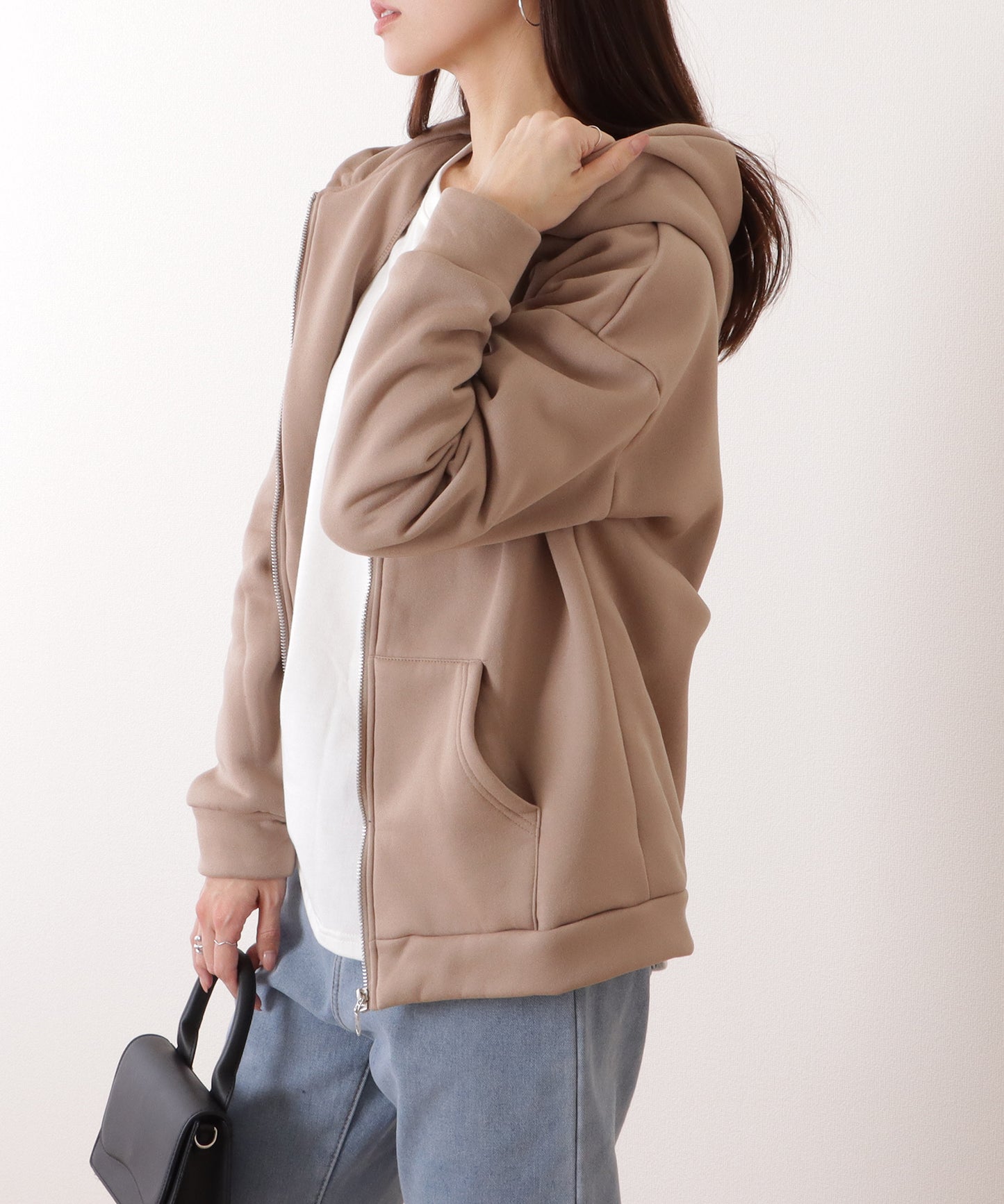 ビッグ シルエット ダンボール ジップアップ パーカー