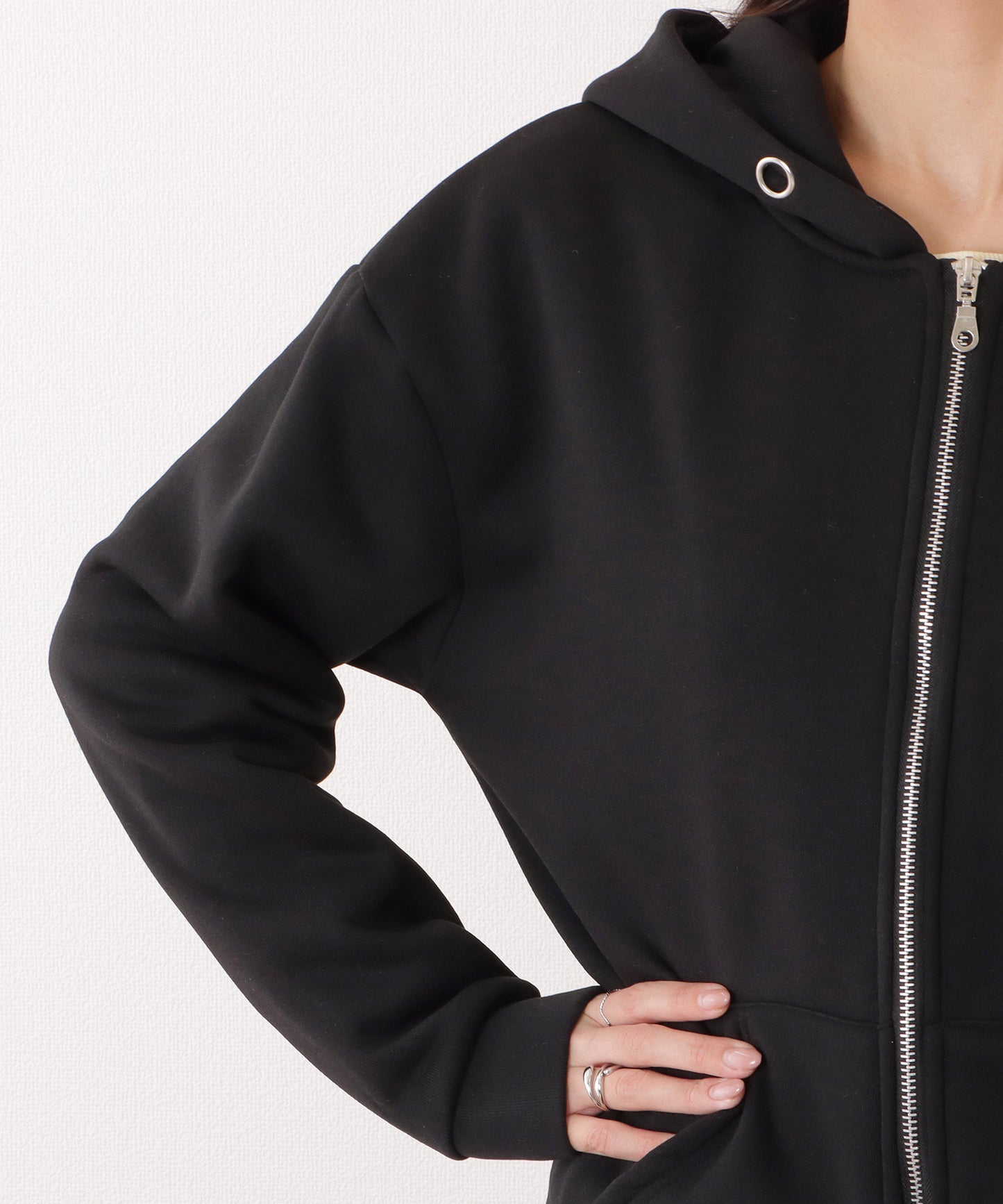 ビッグ シルエット ダンボール ジップアップ パーカー