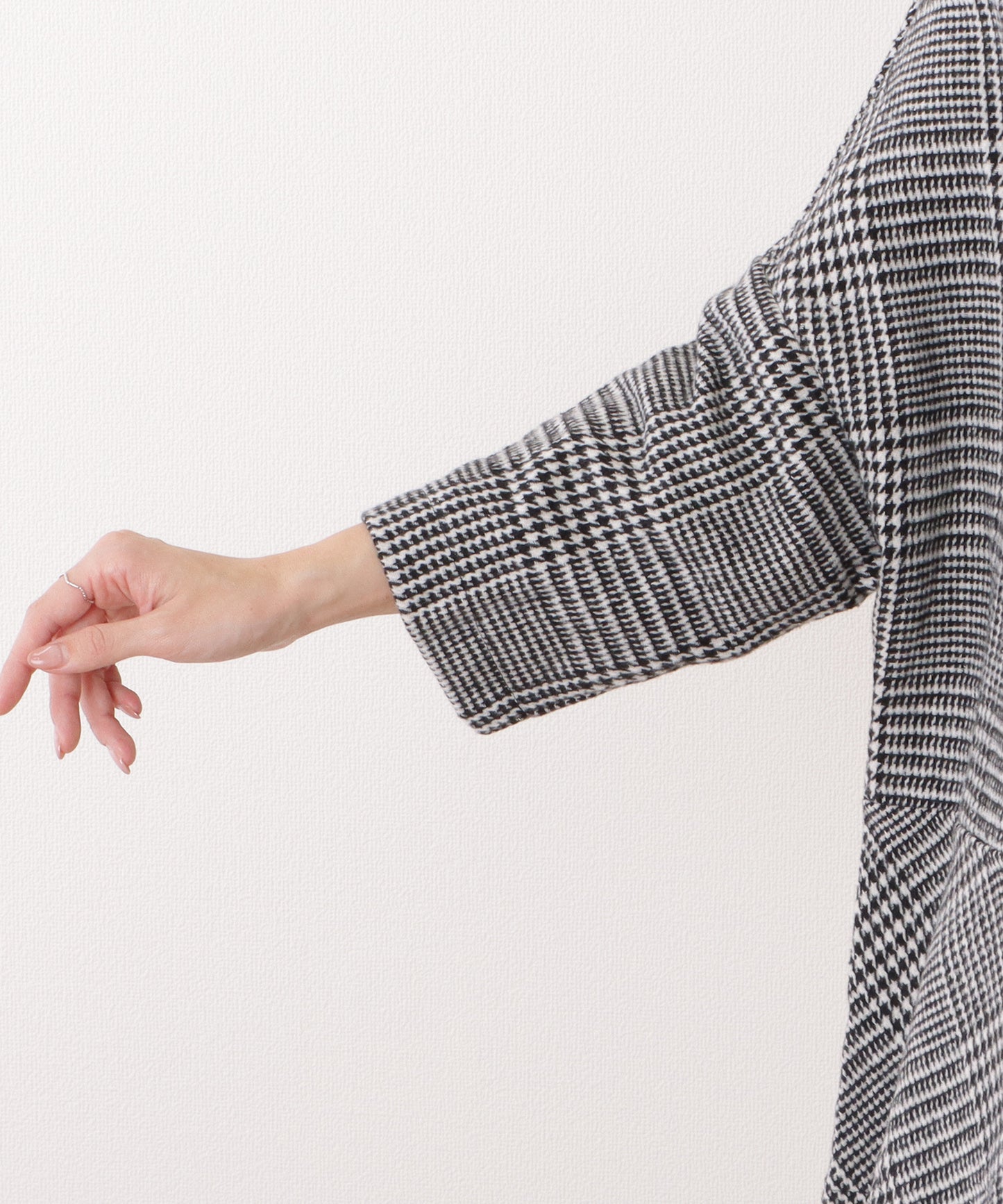 チェック柄 7分袖 ドルマン ポンチョ コート