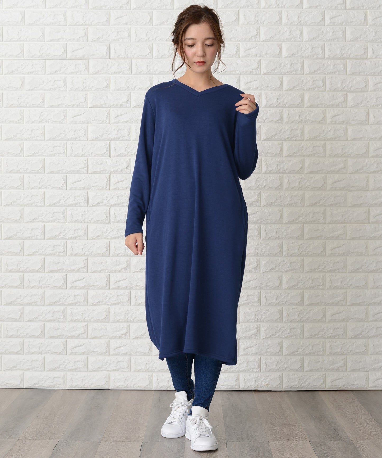 ゆったり裏起毛ふんわりあったか ロングワンピース