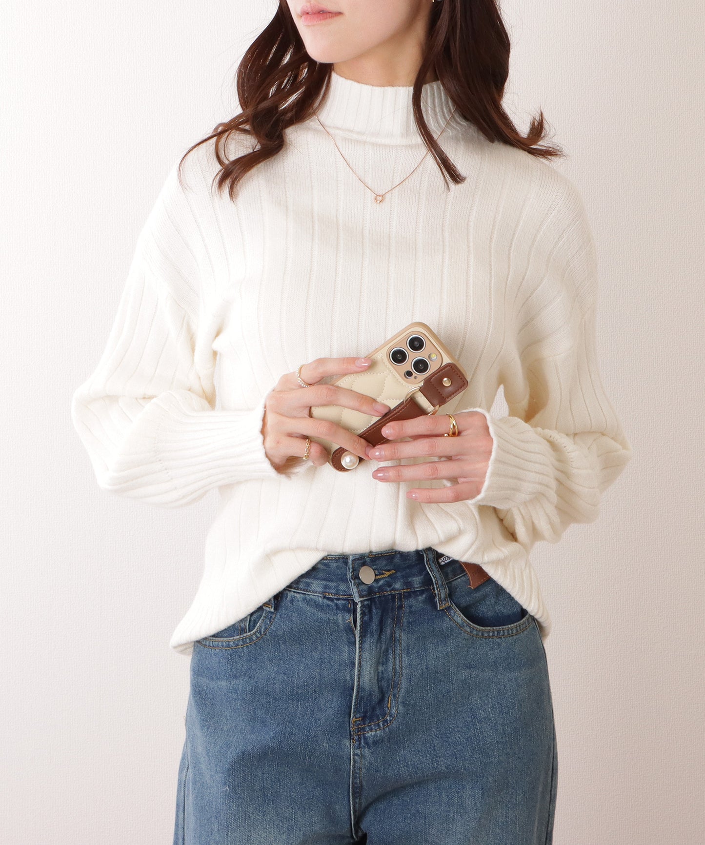 バルーンスリーブ オーバールーズ ハイネックニット