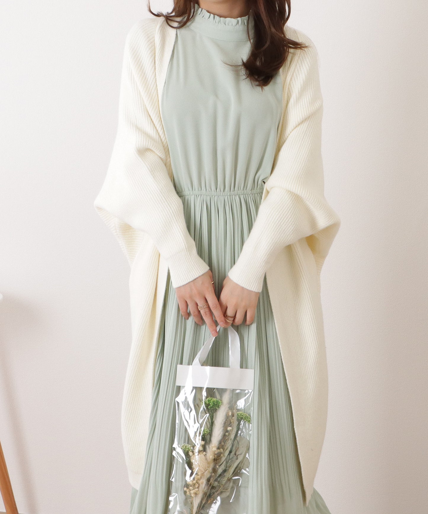 ドルマンスリーブロングニットコーディガン