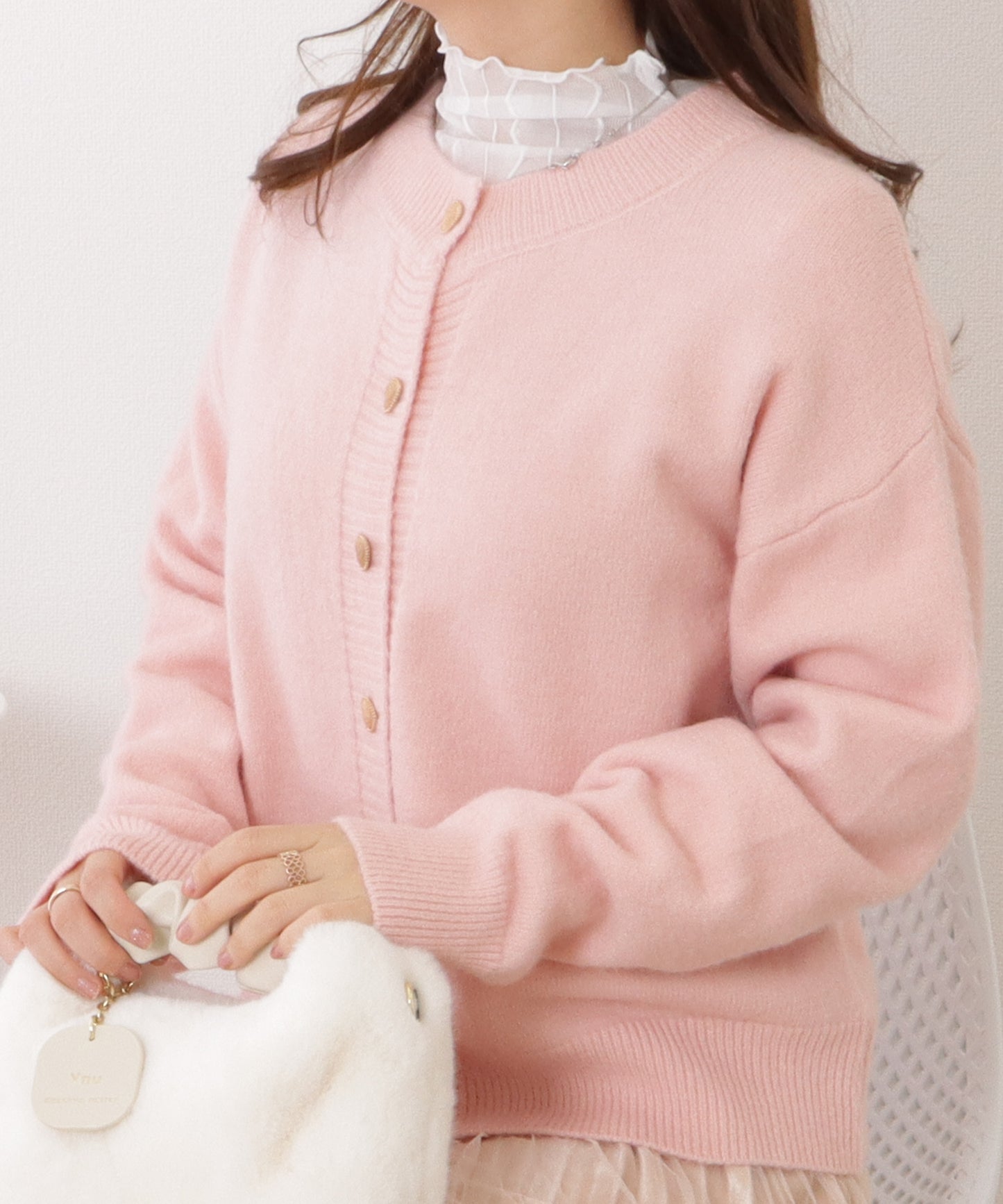 クルーネックハートボタンニットカーディガン