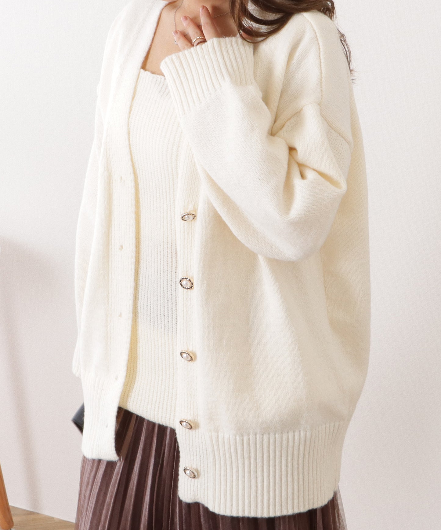 ベーシックニットドレス×カーディガンセットアップ