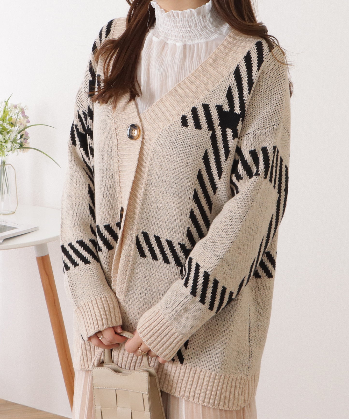 チェック柄オーバーサイズニットカーディガン