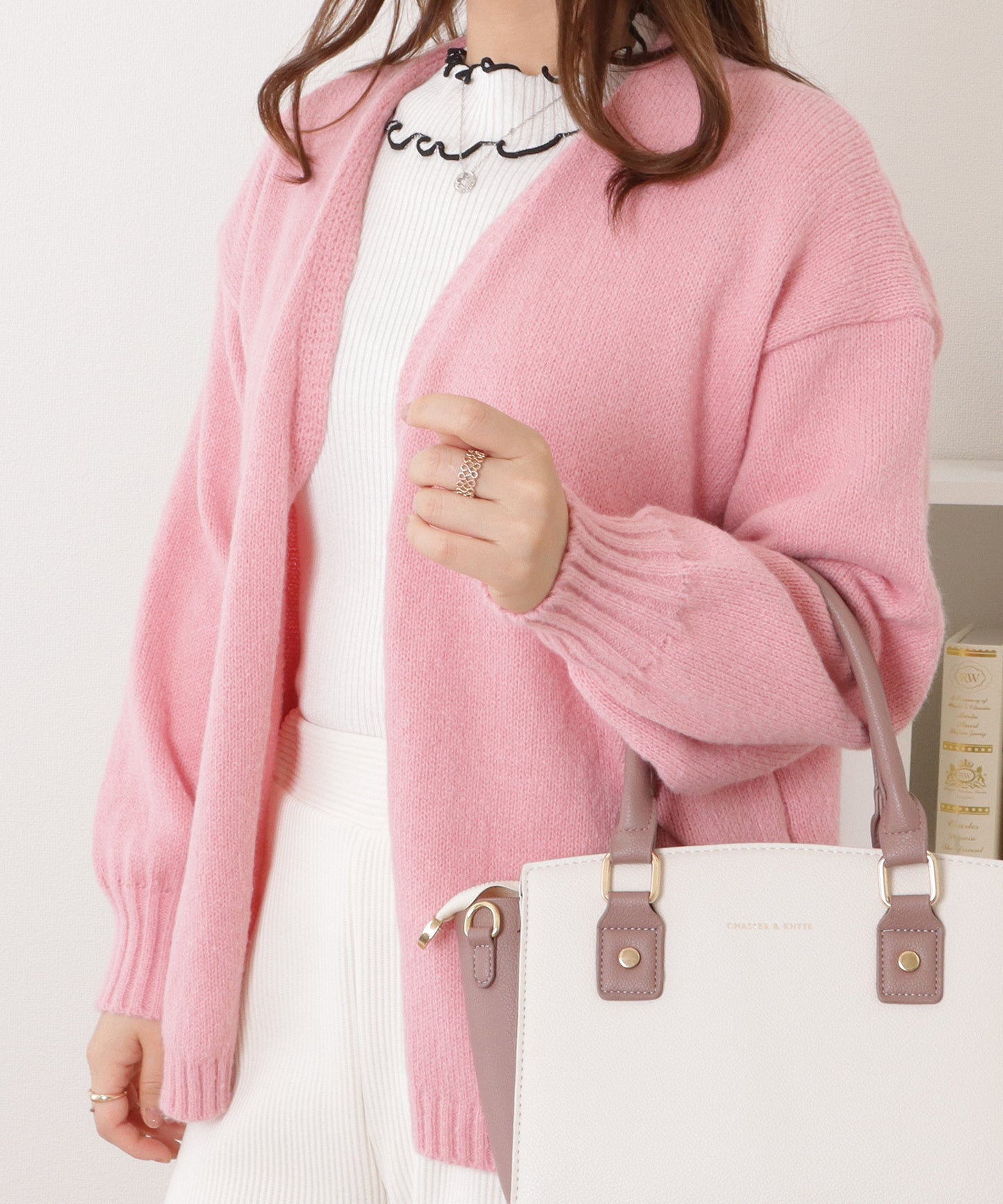 ミドル丈ベーシックゆるニットカーディガン