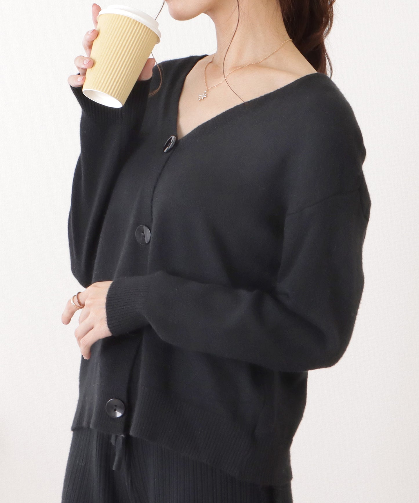 ベーシックロングニットVネックカーディガン