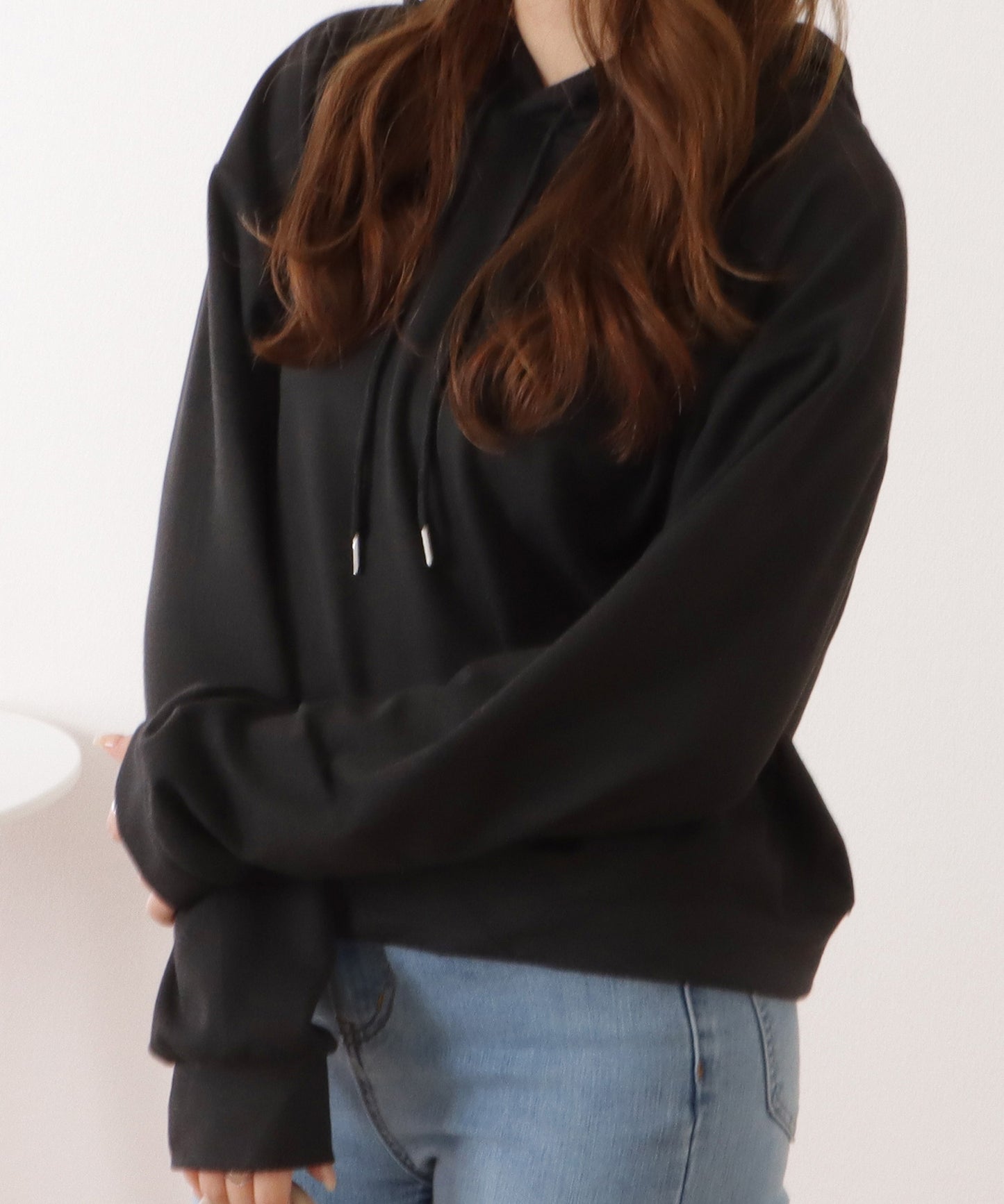 コンパクト長袖フーデットパーカープルオーバー