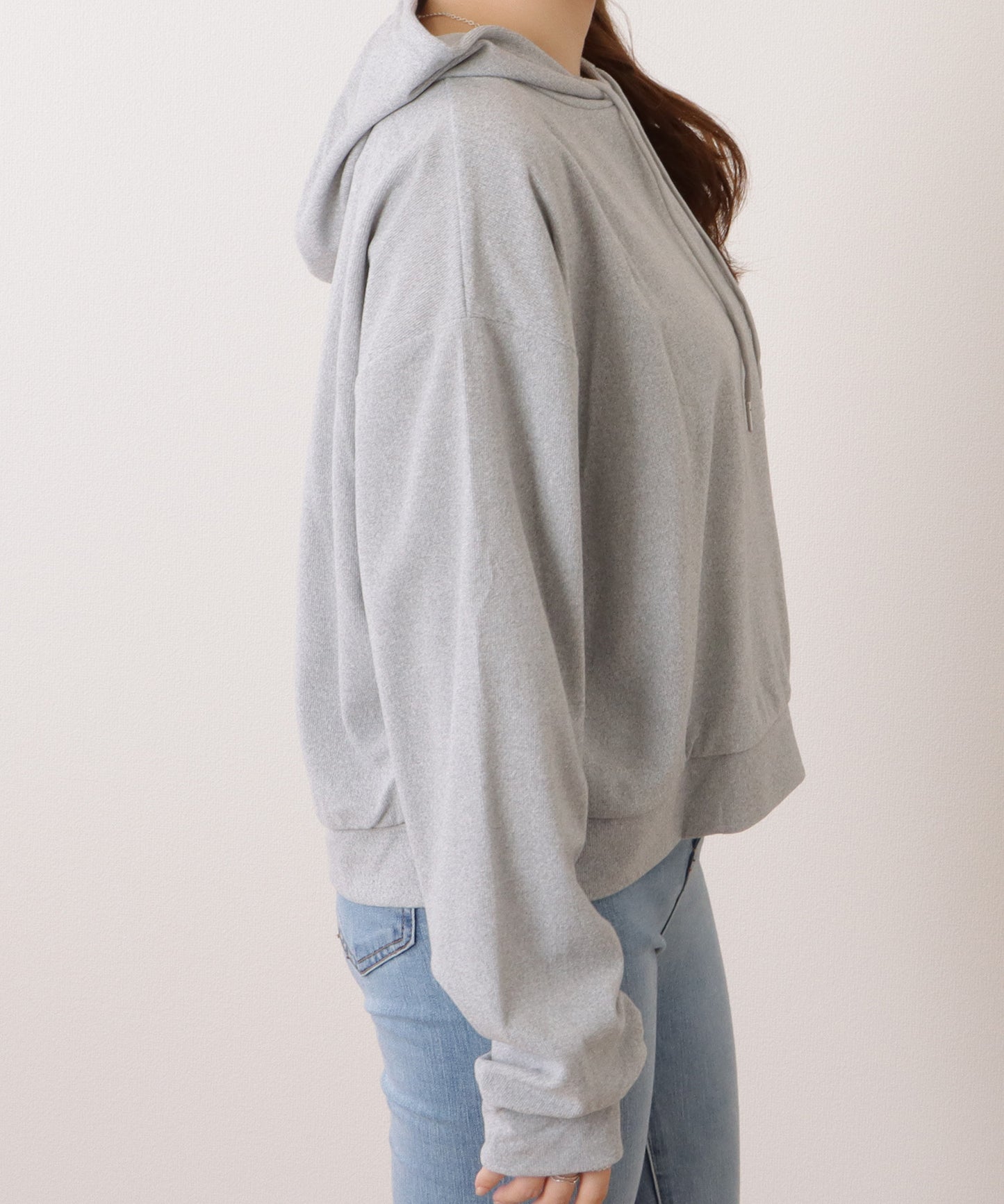 コンパクト長袖フーデットパーカープルオーバー